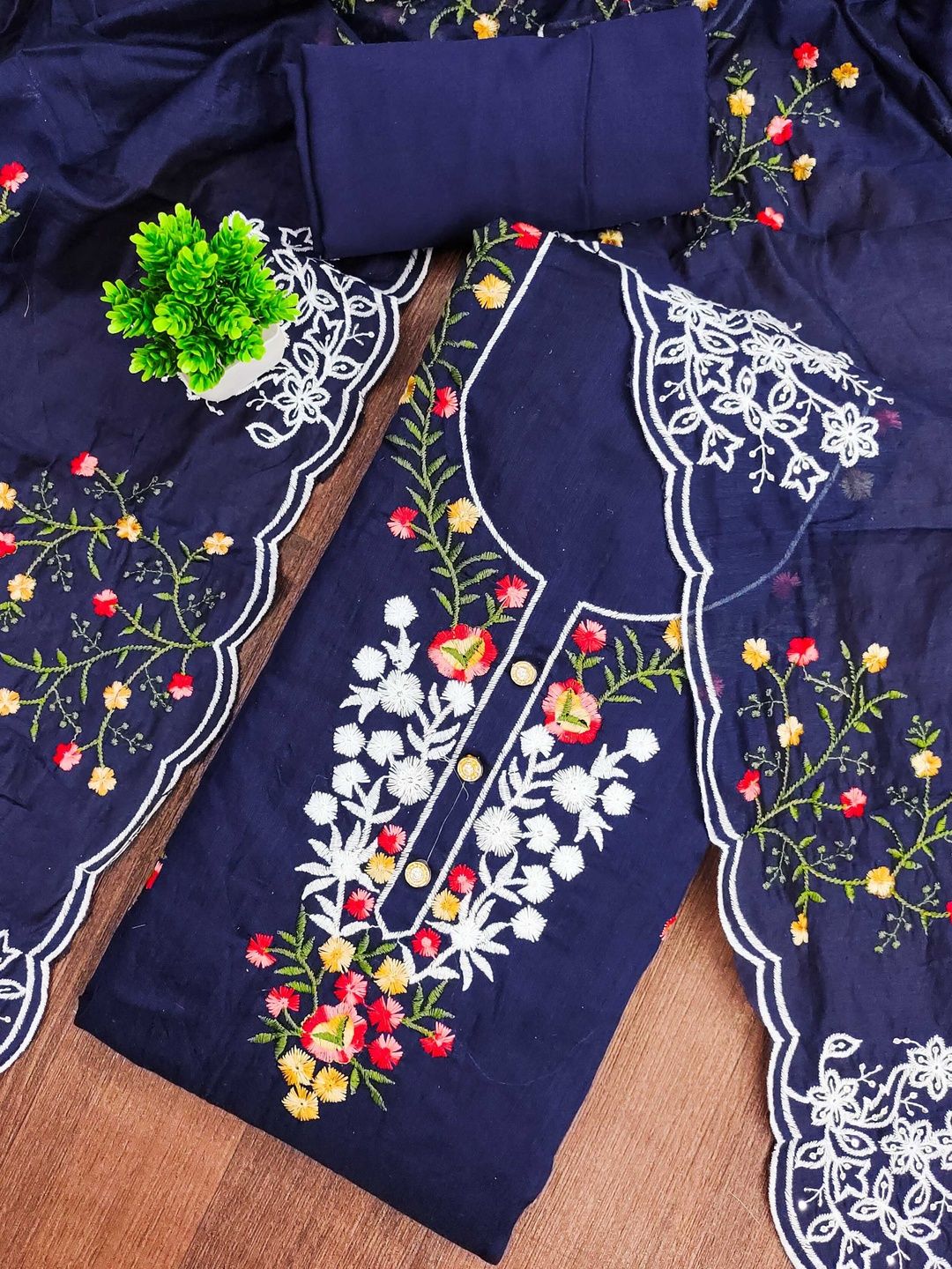 KALINI Women Cotton Blend Embroidered Dress Material-picture-30