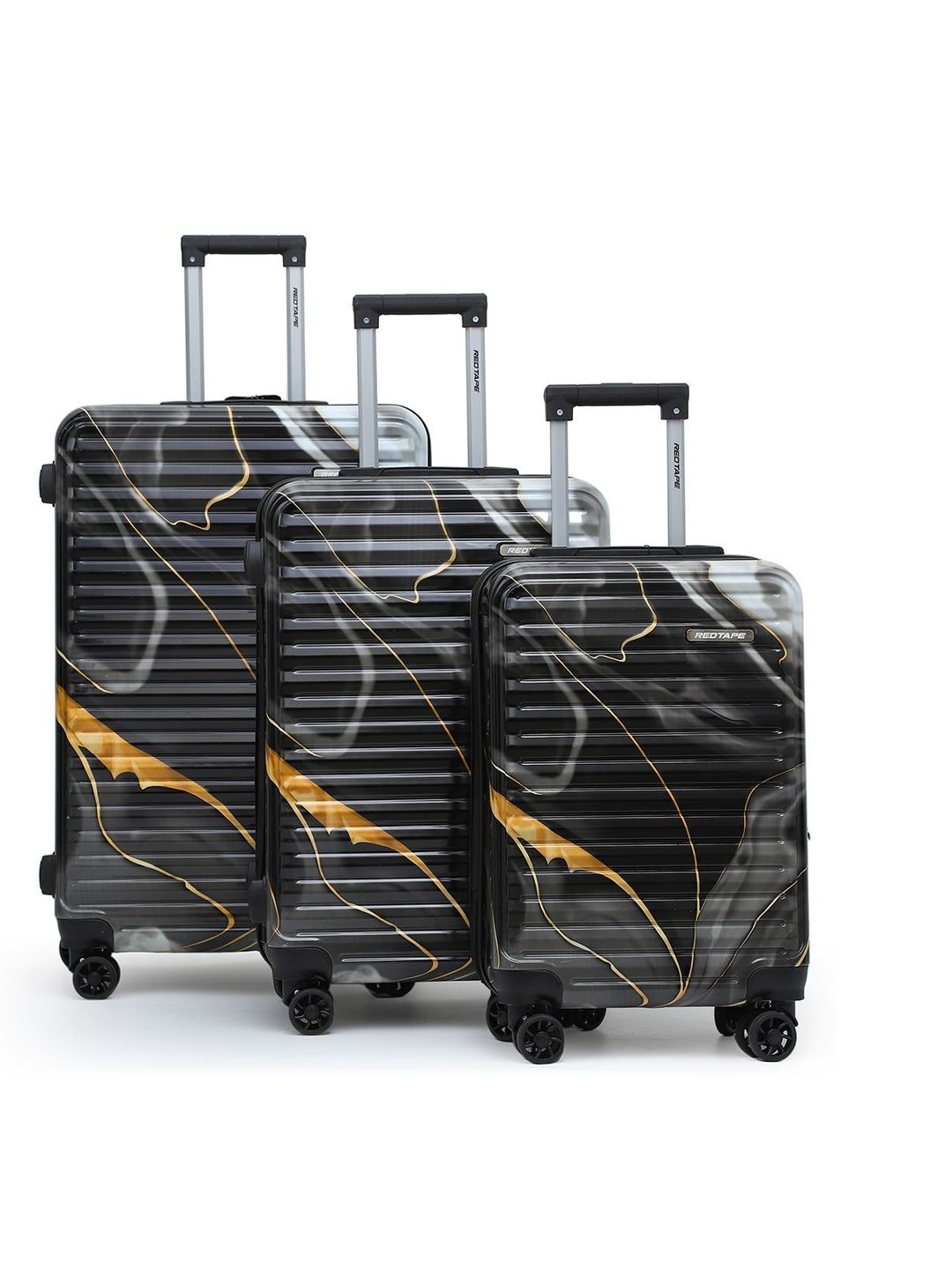 Red Tape Black Set Of 3 Printed Hard-Sided Trolley Bags-picture-13