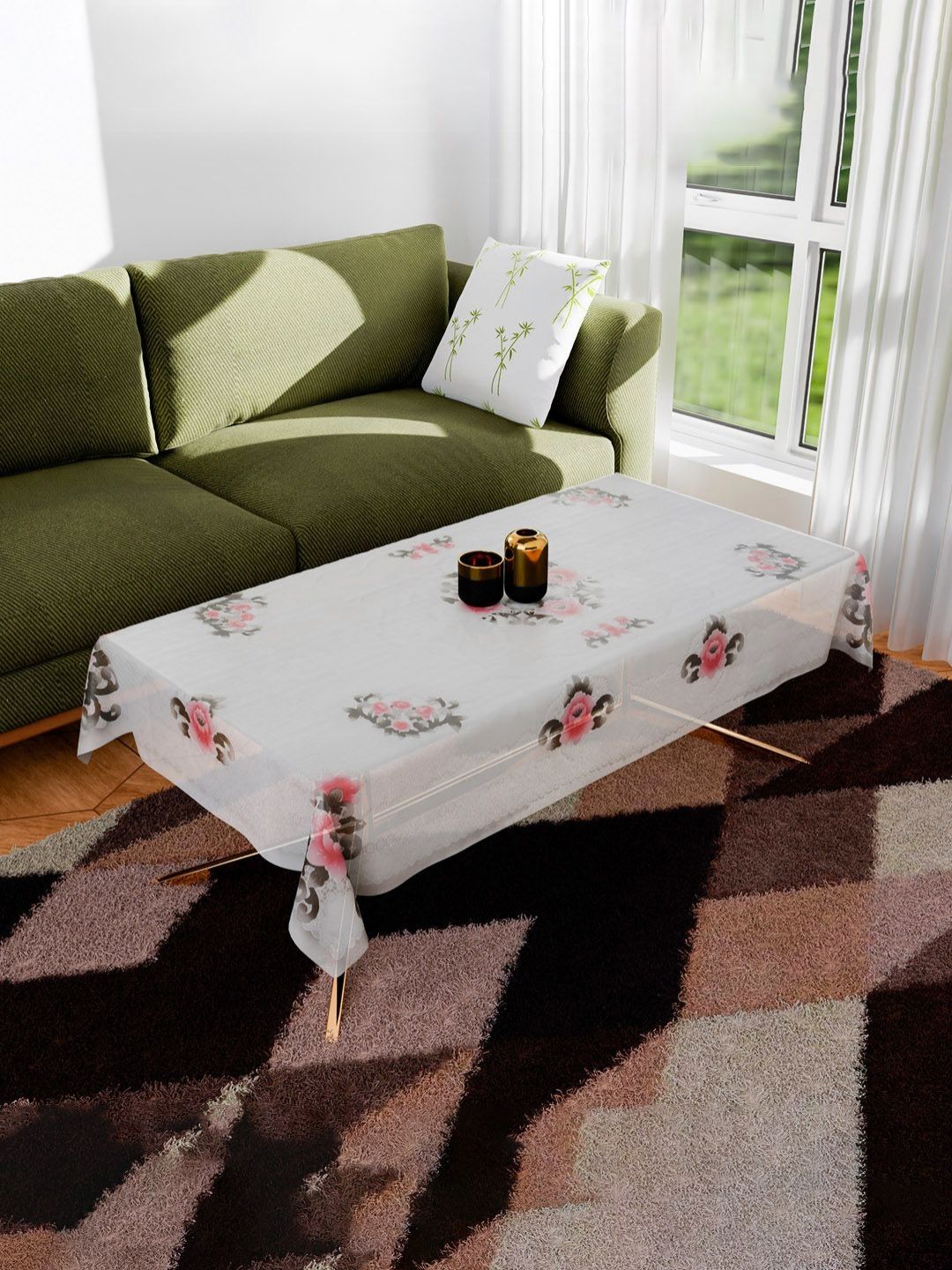Aura Black & White Printed Anti-Skid 4-Seater Table Cover-picture-34