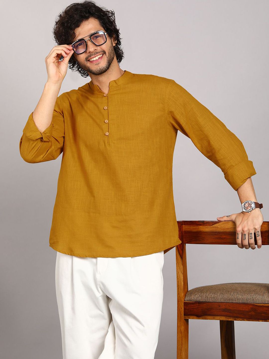 SWAGG INDIA Men Solid Daily Cotton Straight Kurta-picture-38