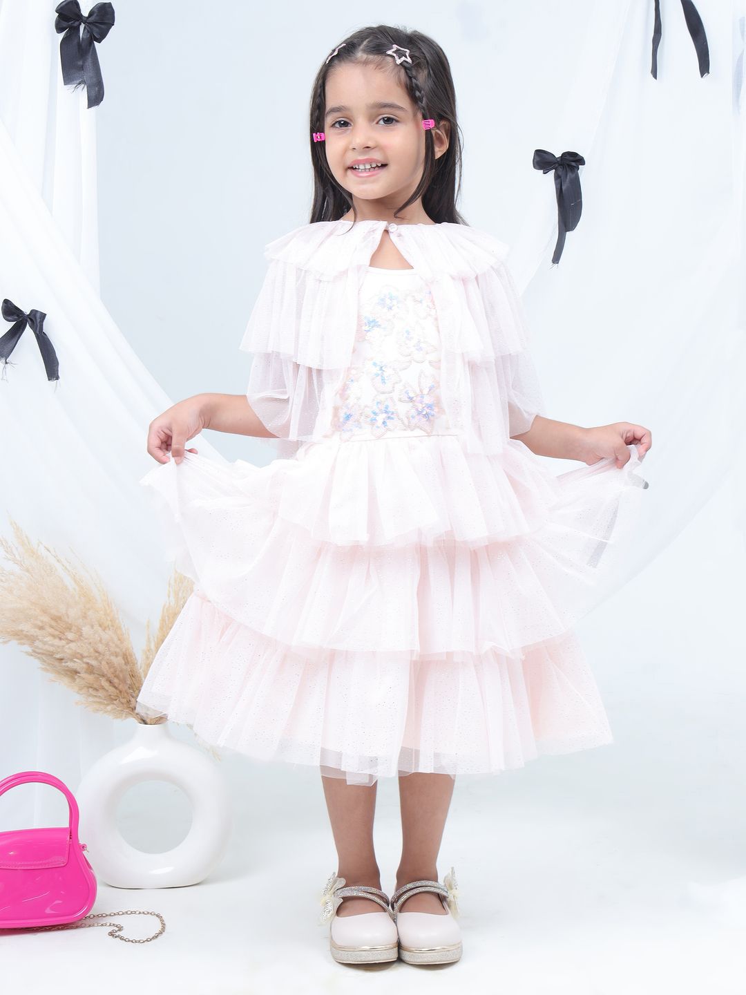 LIL DRAMA Girls Tiered Embellished Fit and Flare Midi Dress-picture-29