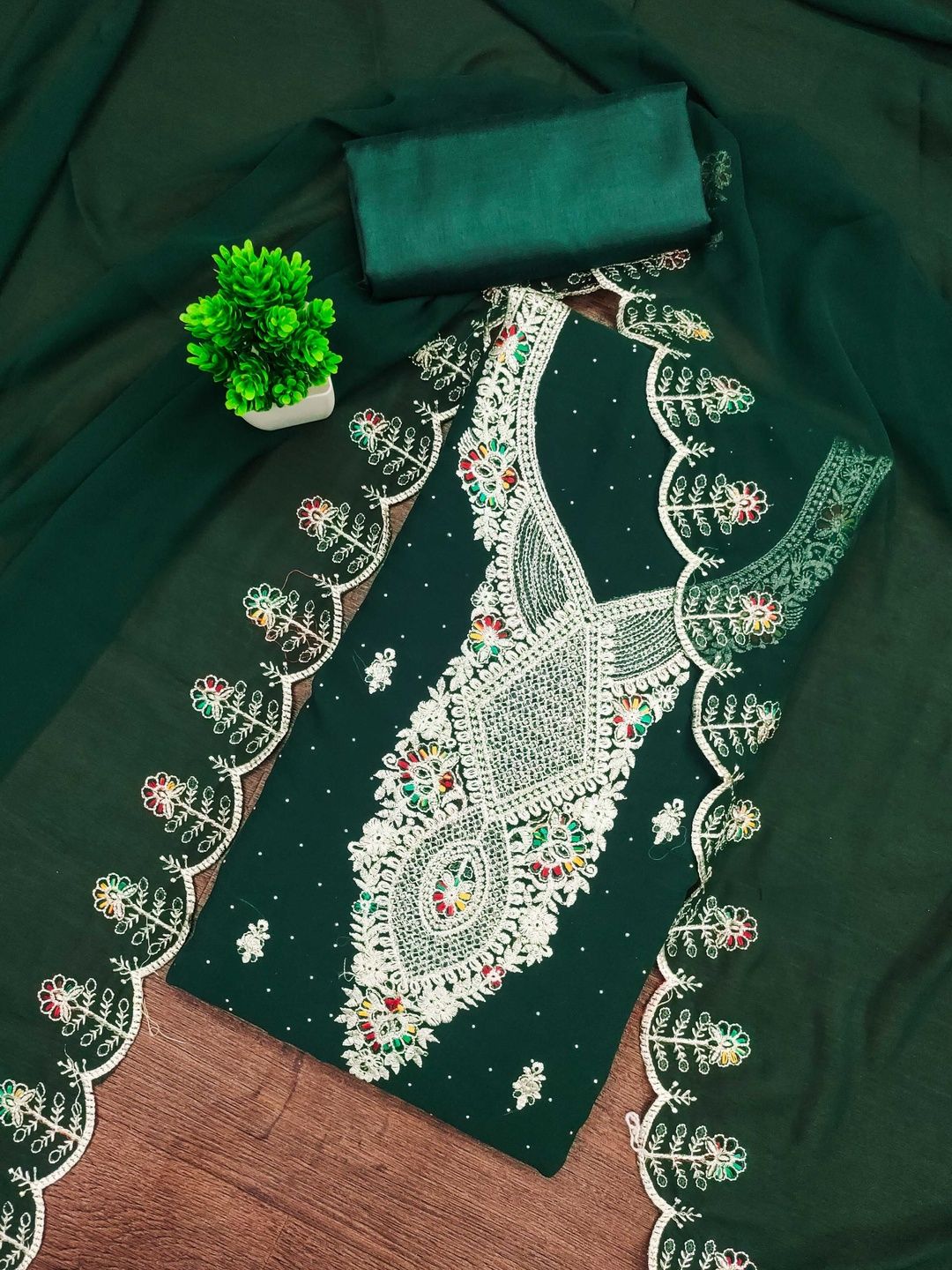 KALINI Women Poly Georgette Embroidered Dress Material-picture-25