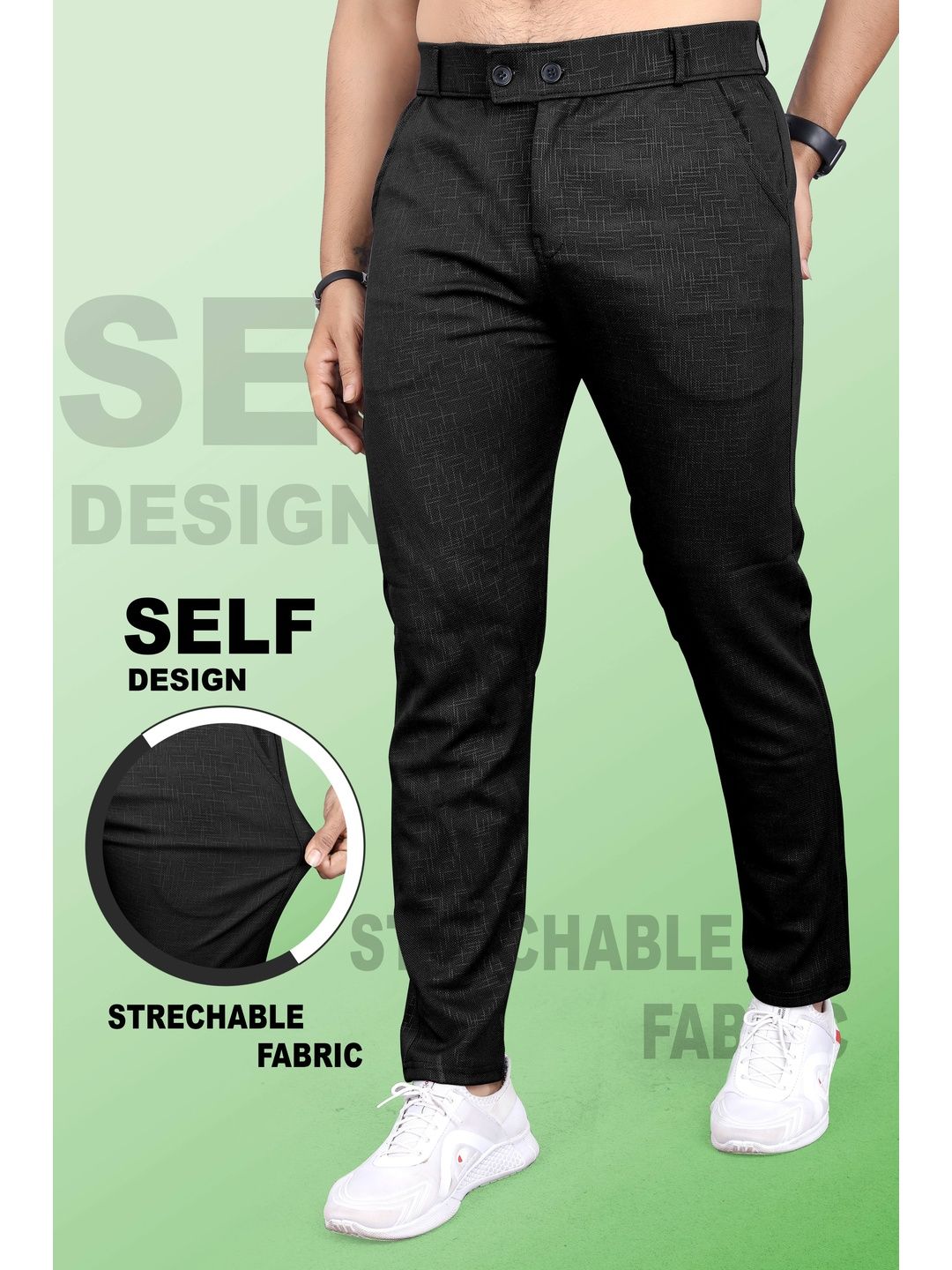 INDICLUB Men Self Design Mid-Rise Formal Trousers-picture-26