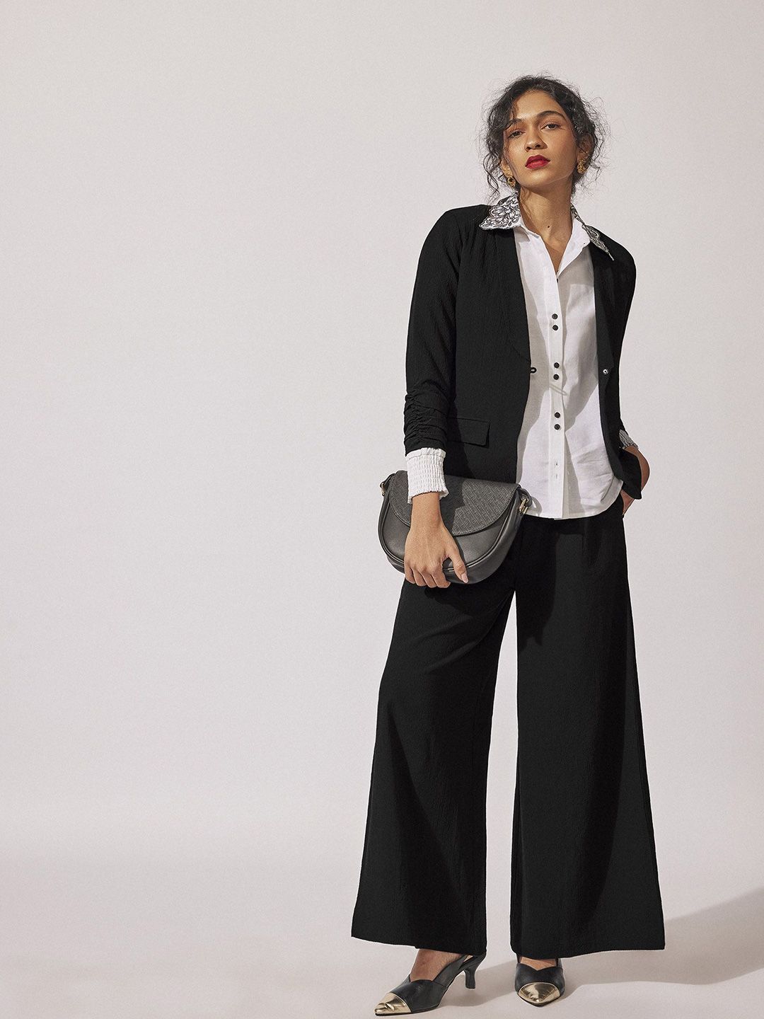 The Label Life Comfort-Fit Ruched Sleeves Single Breasted Blazer-picture-31