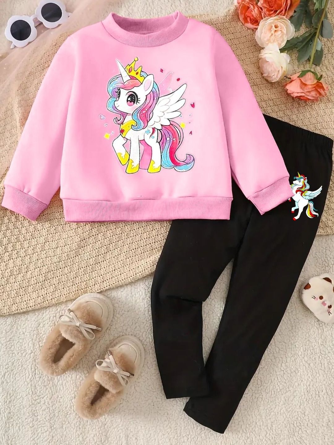 KEESOR Kids Girls Pink Unicorn Printed T-shirt-picture-26