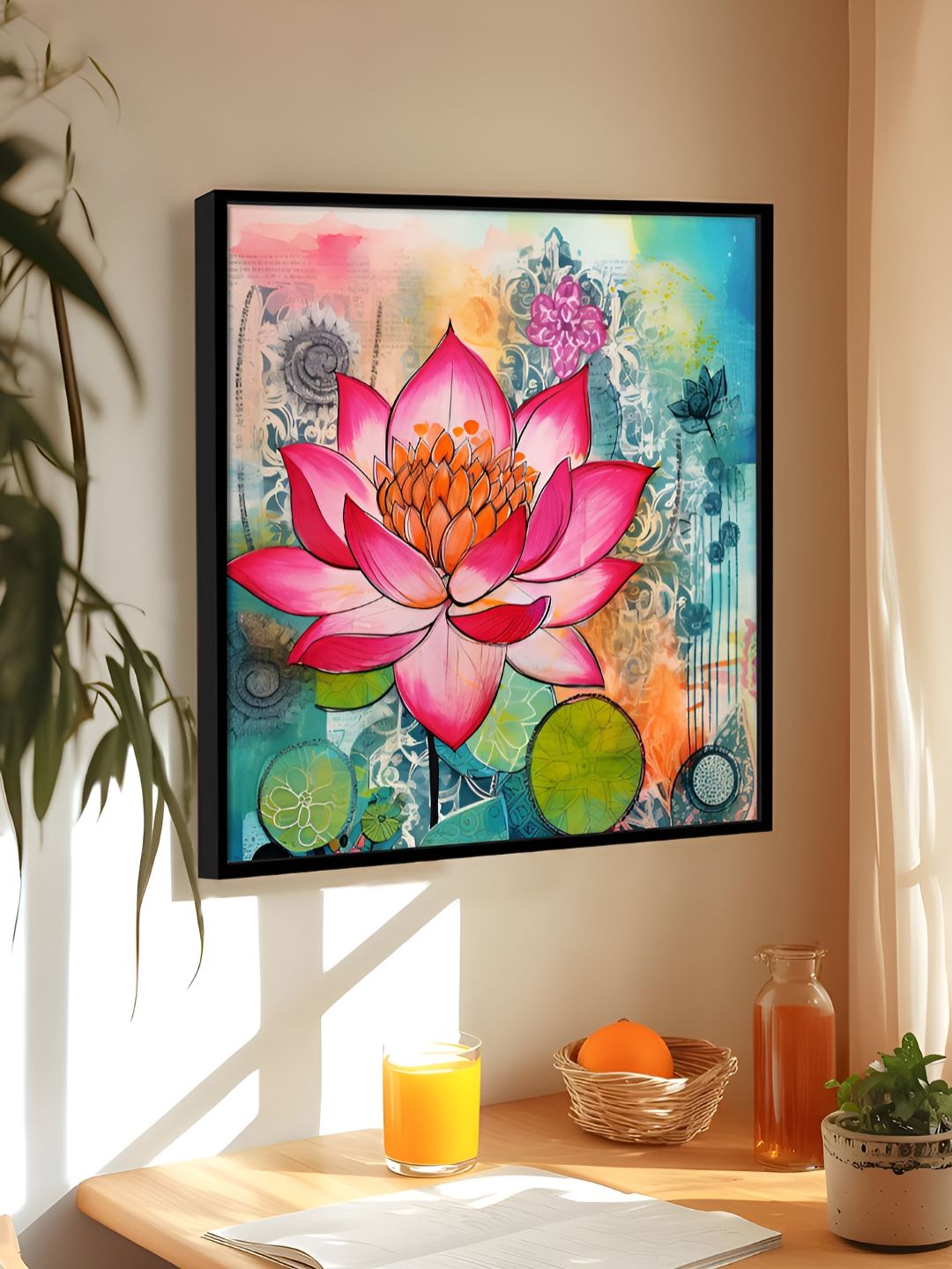 Art Street Pink & Green Canvas Floral & Botanical Printed Wall Art-picture-43