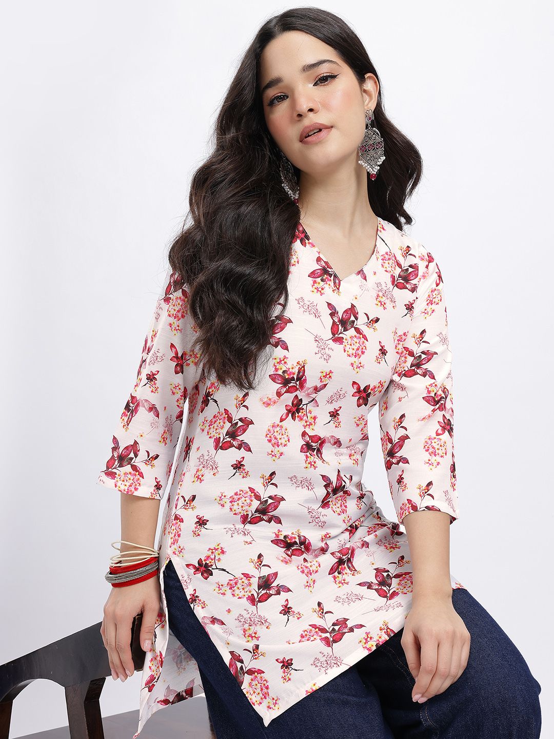 Anouk Rustic Printed V-Neck Printed Kurti-picture-26