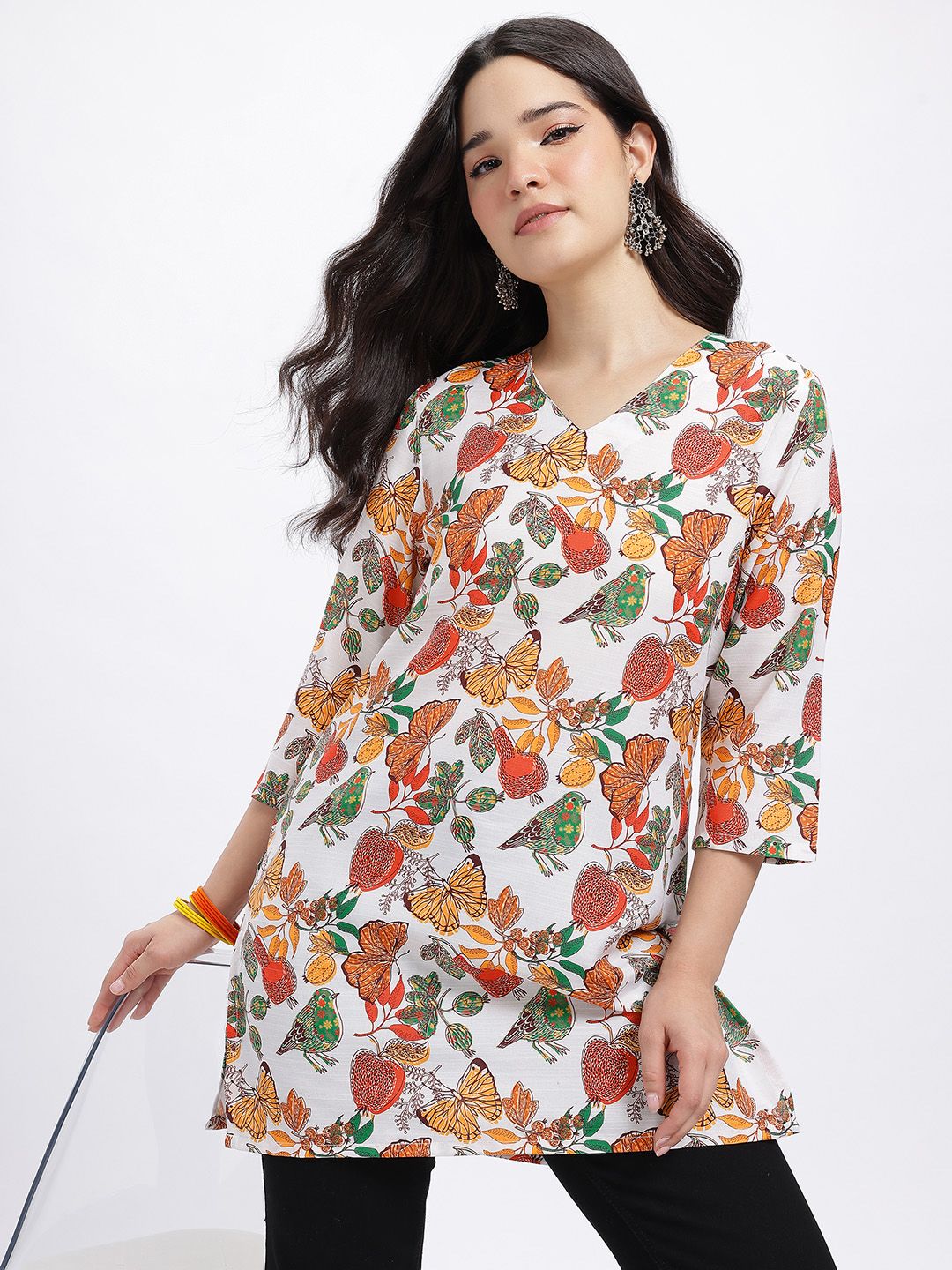 Anouk Rustic Printed V-Neck Printed Kurti-picture-27