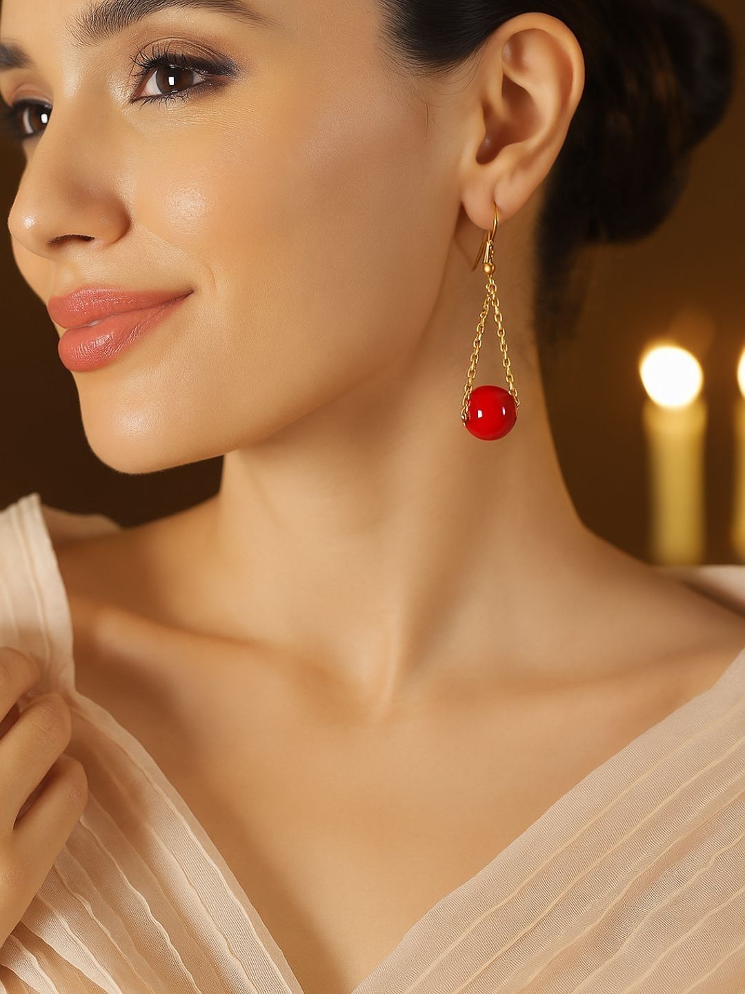 DressBerry Gold-Plated Brass Circular Drop Earrings-image-18