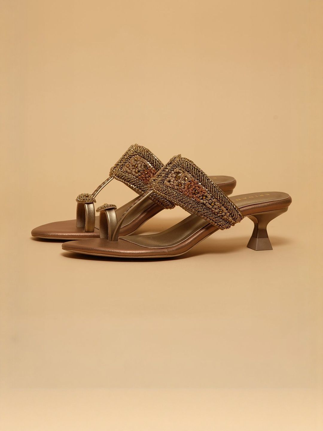 ERIDANI Embellished Ethnic Kitten Sandals-picture-2