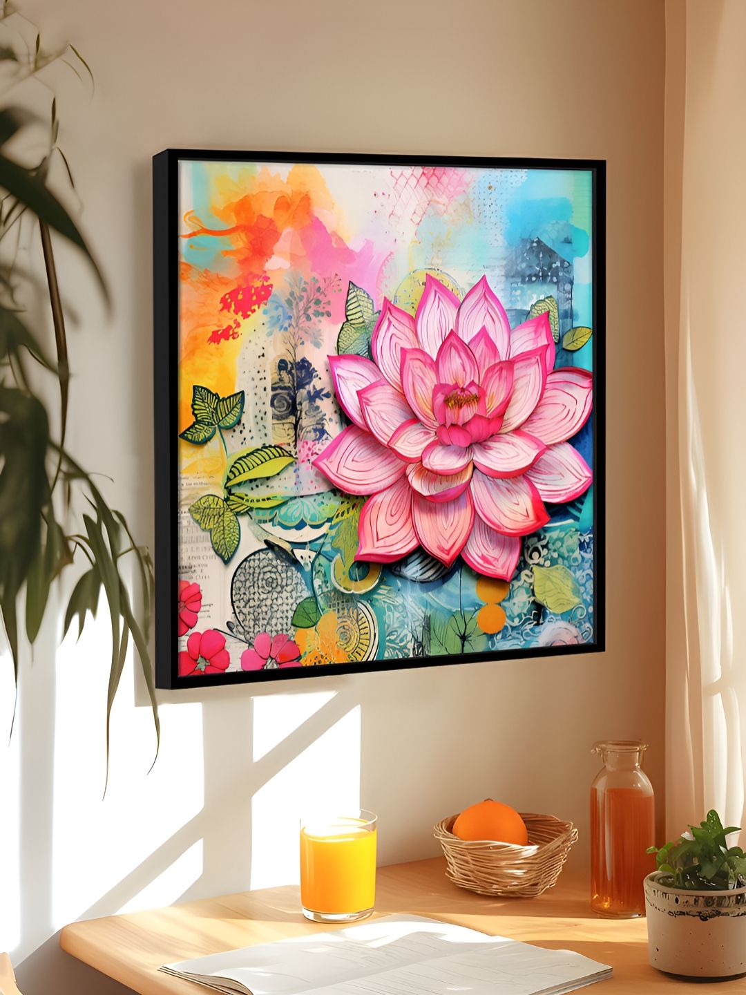 Art Street Pink & Green Single Piece Canvas Abstract Printed Wall Art-picture-42