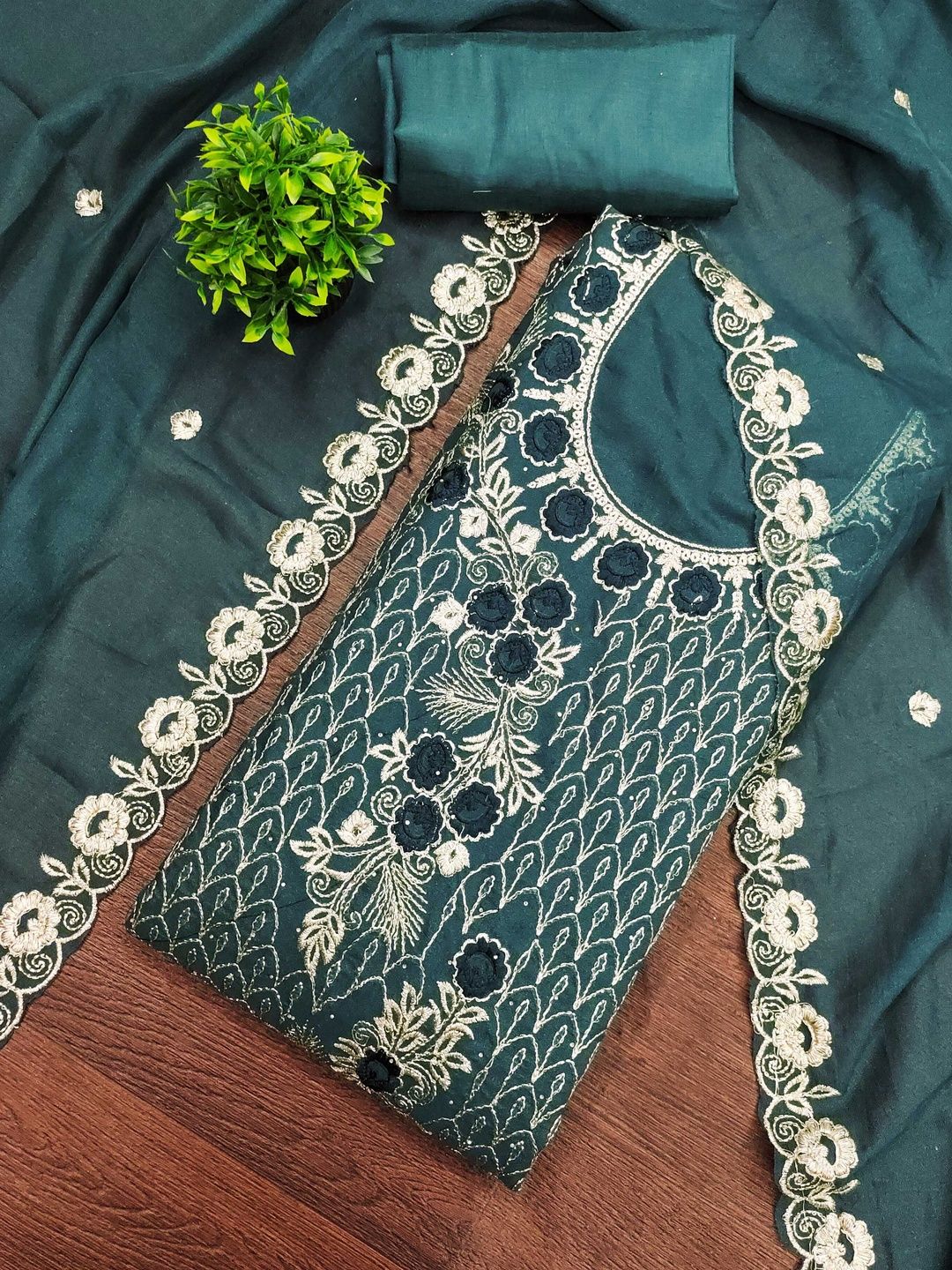 KALINI Women Poly Georgette Embroidered Dress Material-picture-21