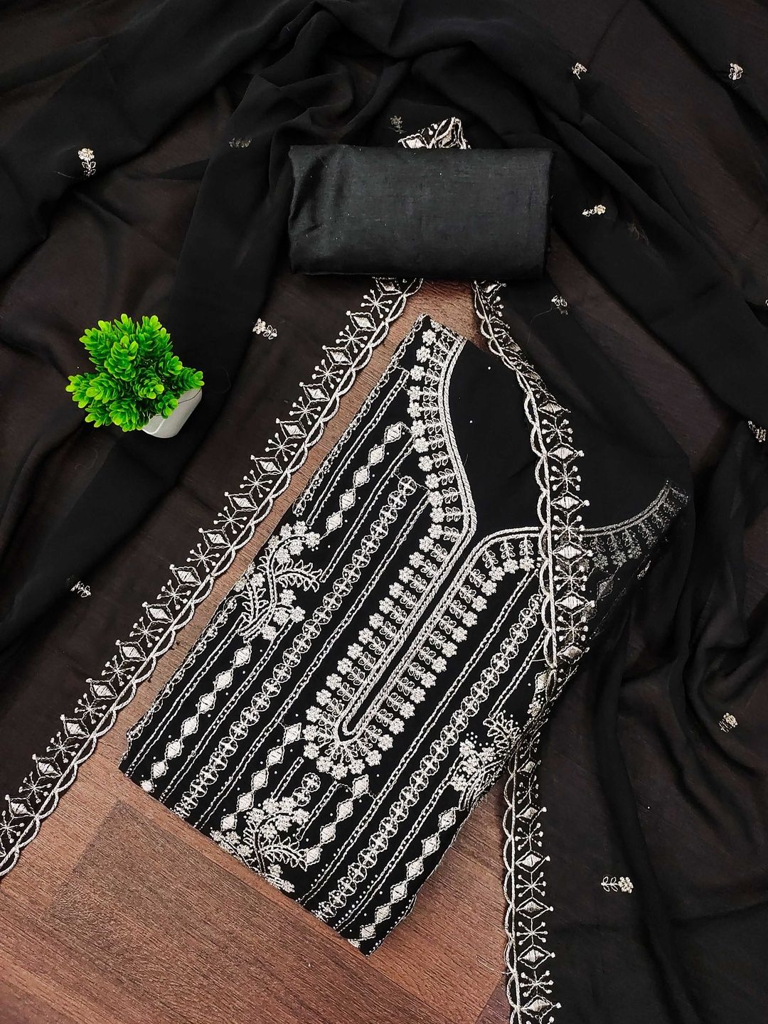 KALINI Women Poly Georgette Embroidered Dress Material-picture-35