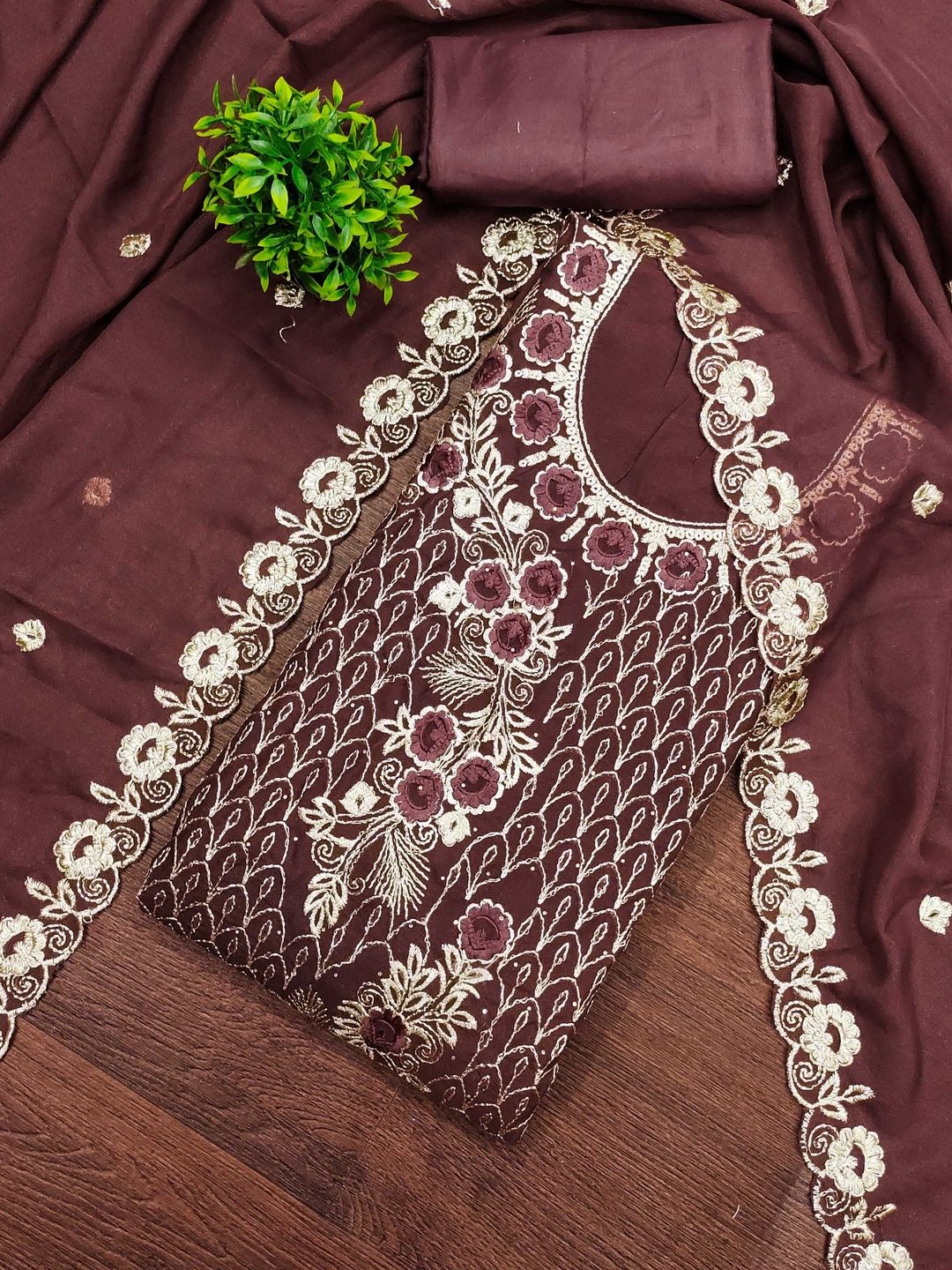 KALINI Women Poly Georgette Embroidered Dress Material-picture-22