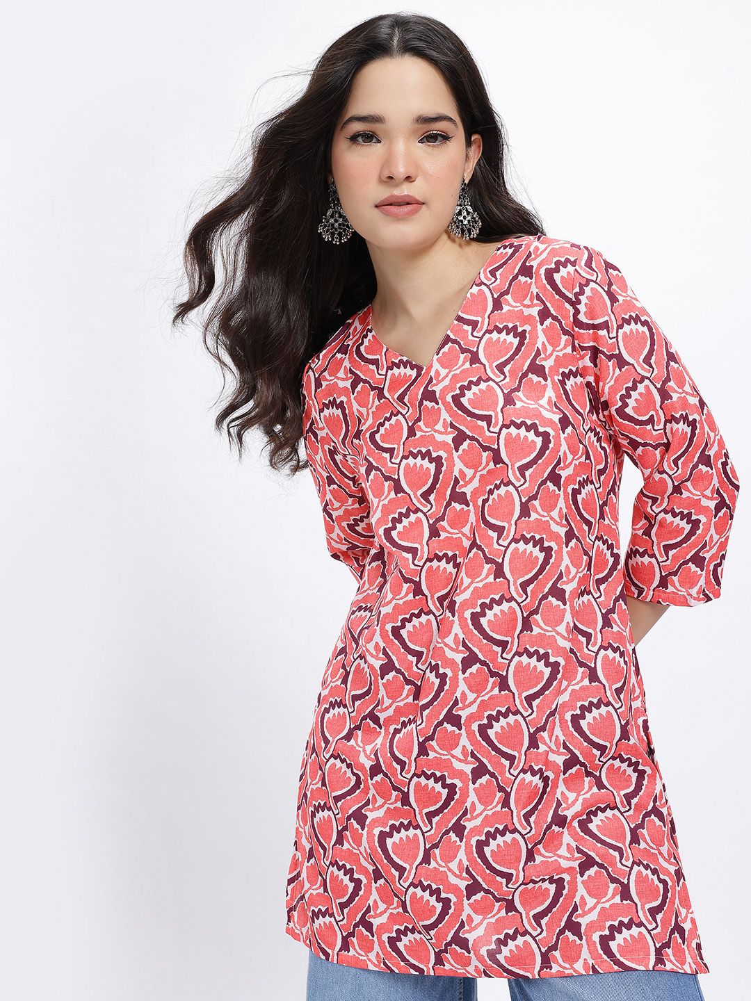 Anouk Rustic Floral Printed V-Neck Regular Kurti-picture-10