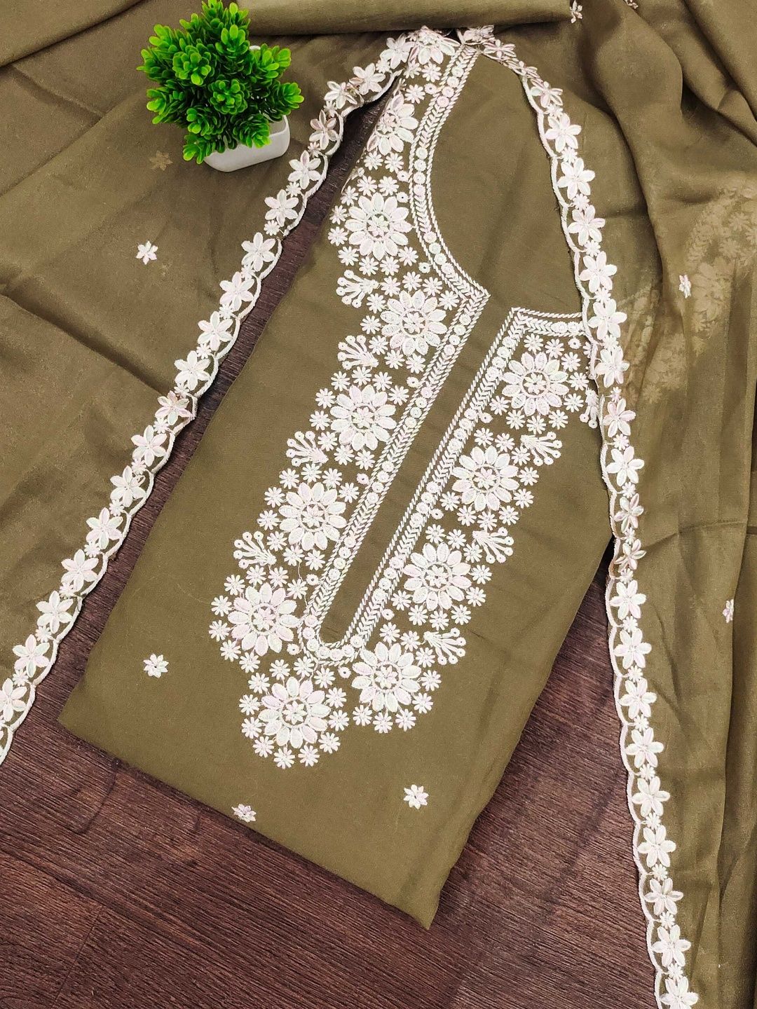 KALINI Women Poly Georgette Embroidered Dress Material-picture-33