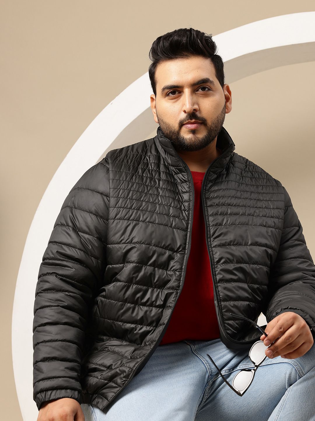 Sztori Plus Size Mock Collar Padded Jacket-picture-52