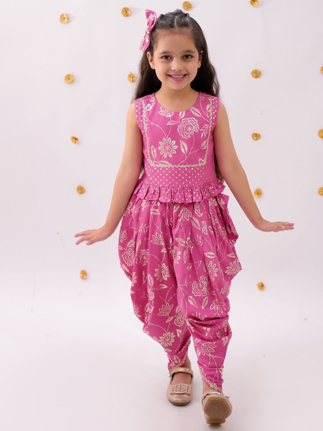 LIL DRAMA Girls Printed Sleeveless Top With Dhoti Pants-picture-15