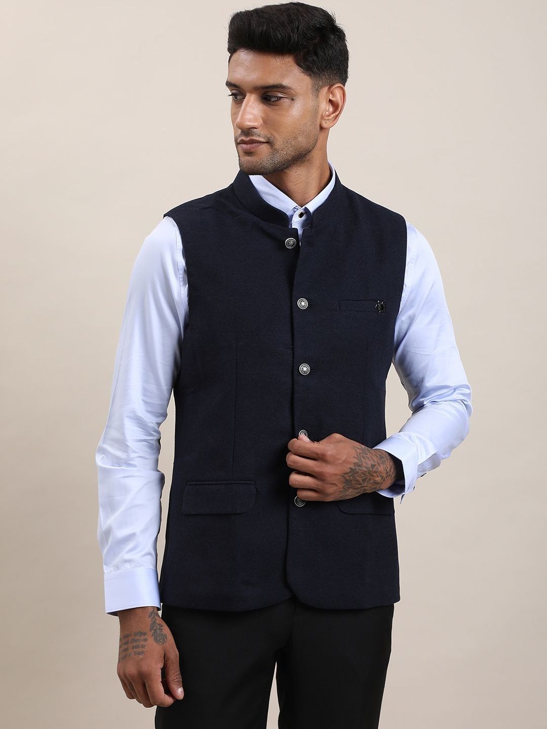 Turtle Mandarin Collar Neck Nehru Jackets-picture-19