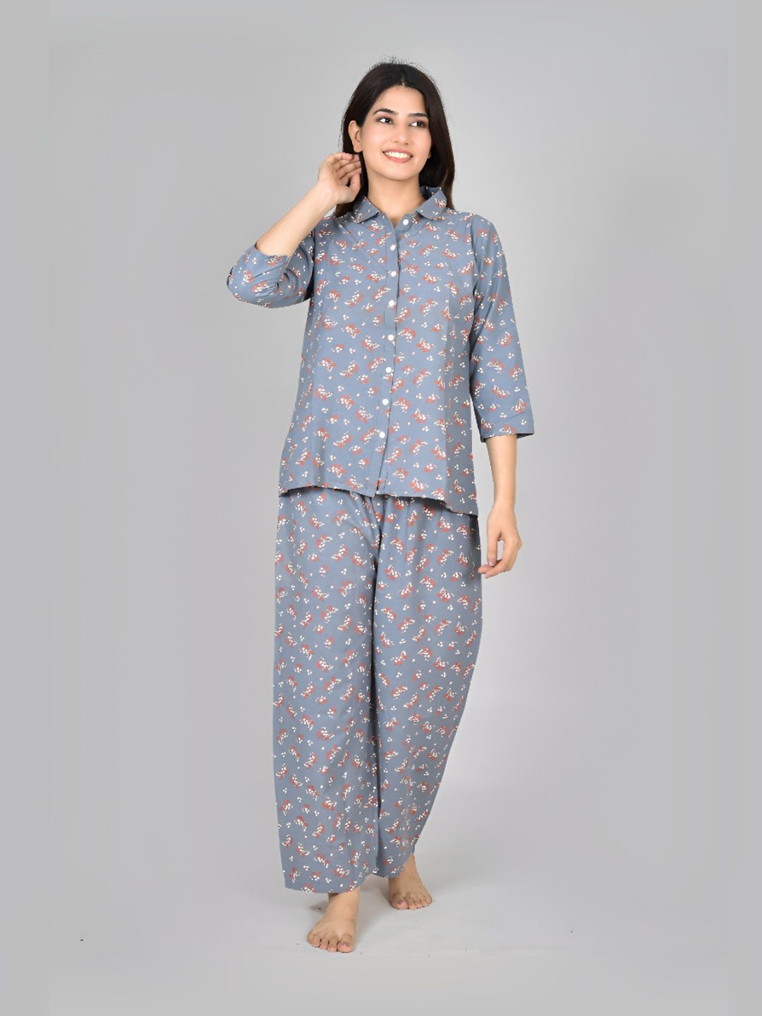 Anouk Rustic Women Floral Printed Regular Pure Cotton Shirt with Pyjamas-picture-39