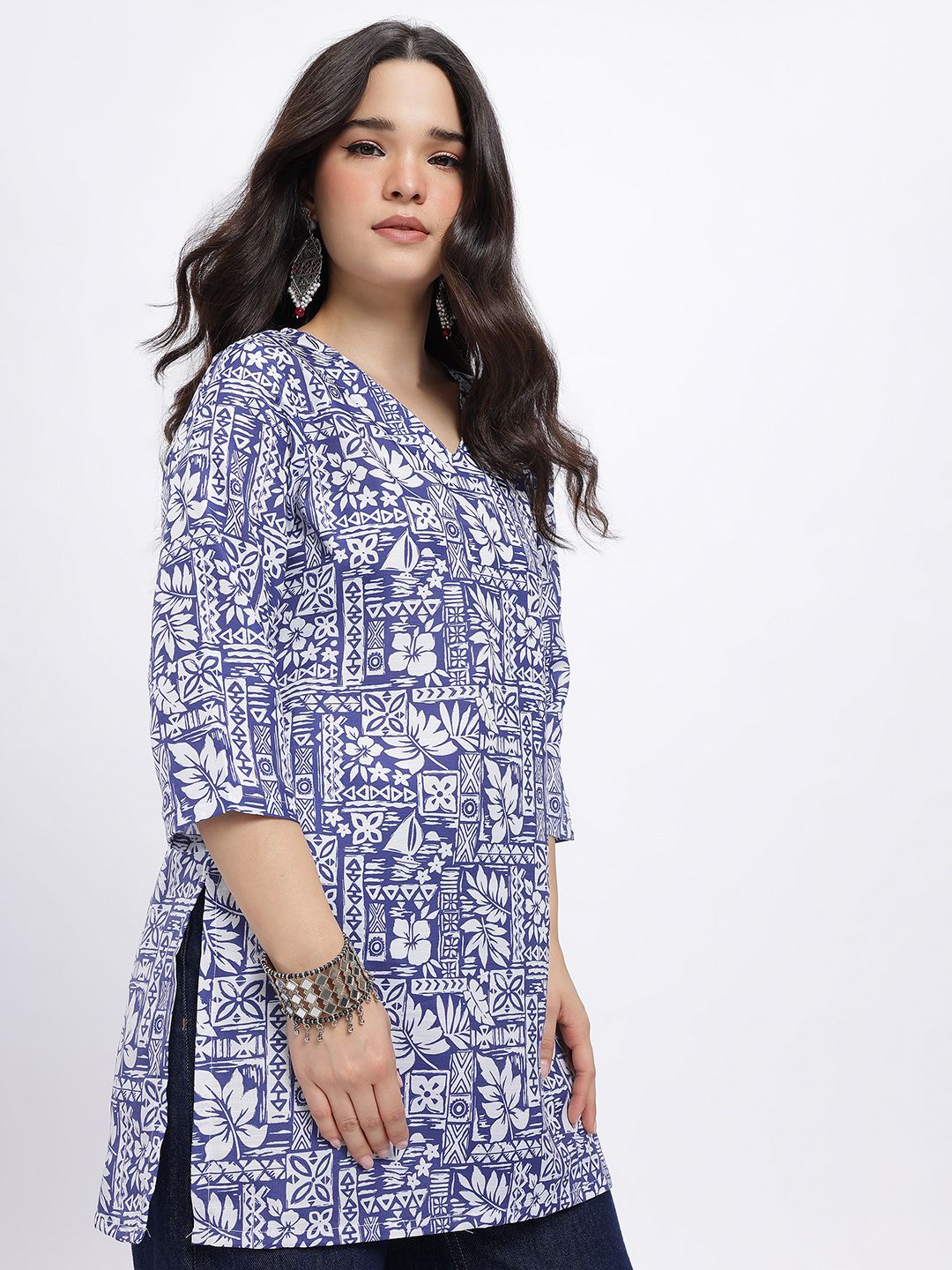 Anouk Rustic Printed V-Neck Printed Kurti-picture-36