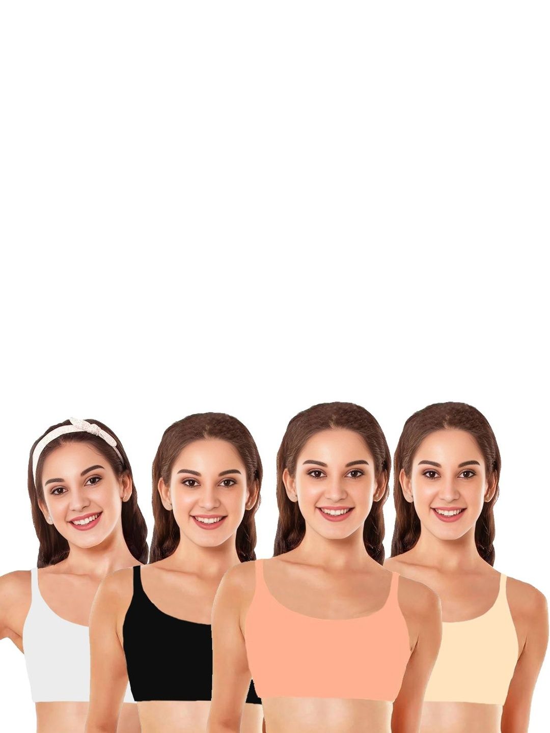 BRAAFEE Bra Multi Colored Pack of 4 Teenager Full Coverage Sports Bra-picture-38