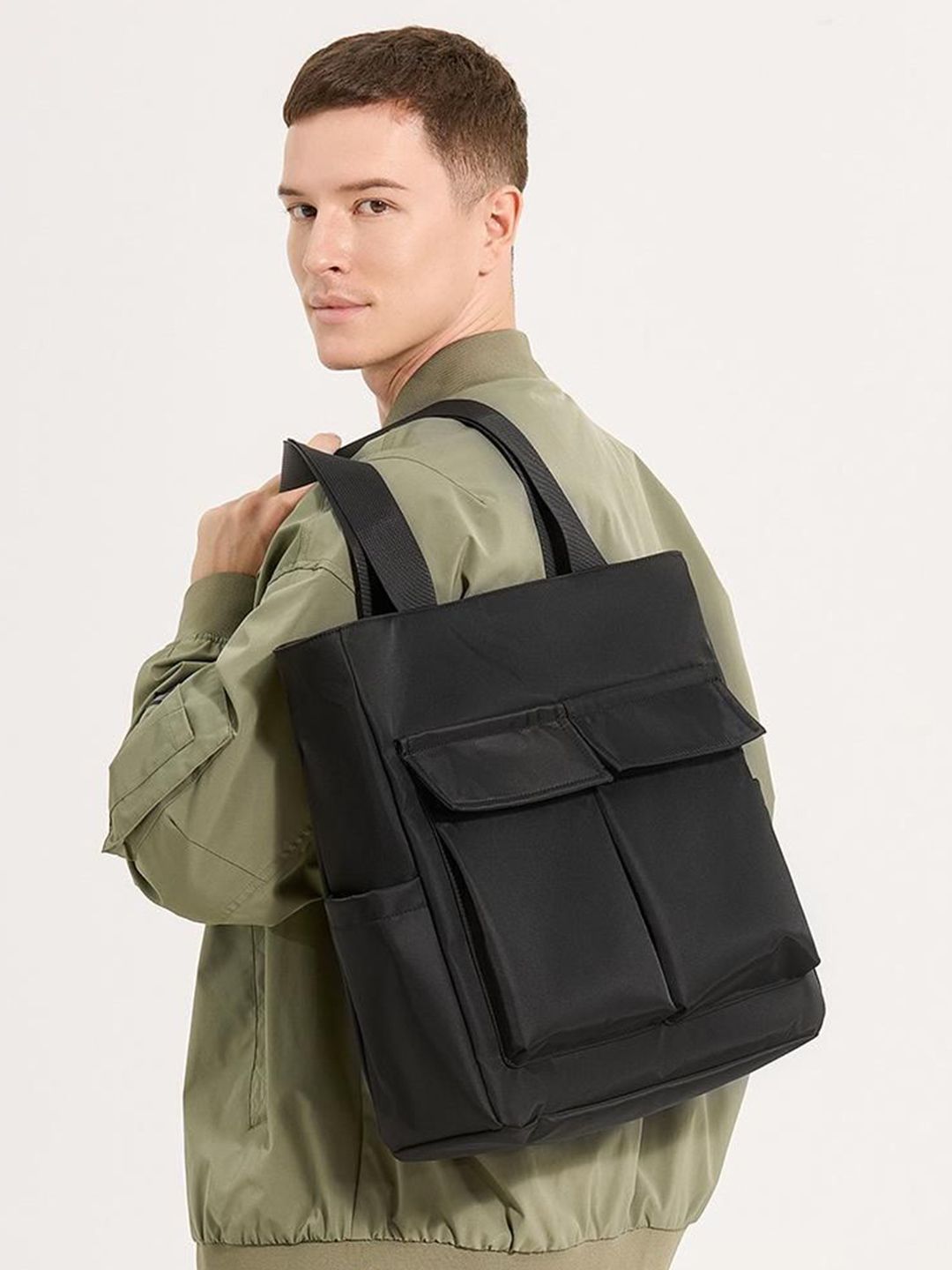 Mast & Harbour Men Solid Structured Shoulder Bag-image-9