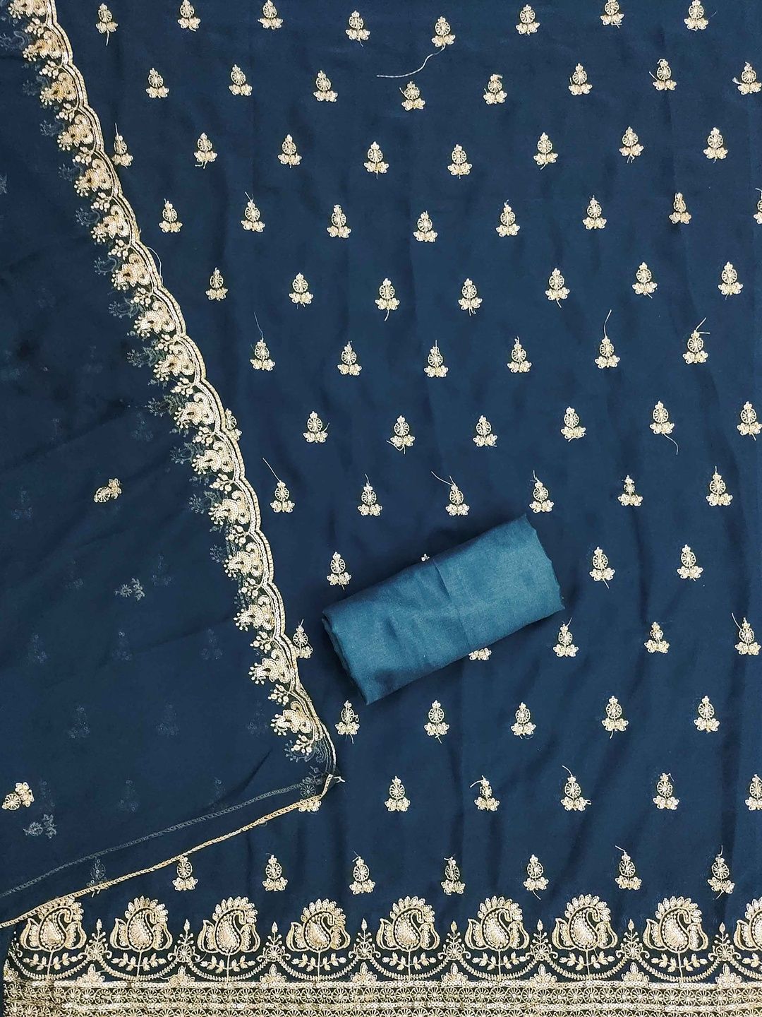 KALINI Women Poly Georgette Embroidered Dress Material-picture-11