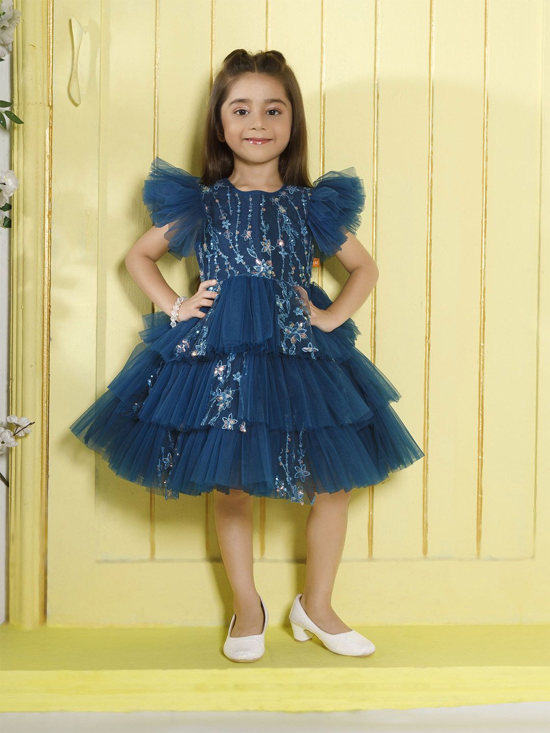 Ministitch Girls Embellished Net Fit & Flare Dress-picture-15