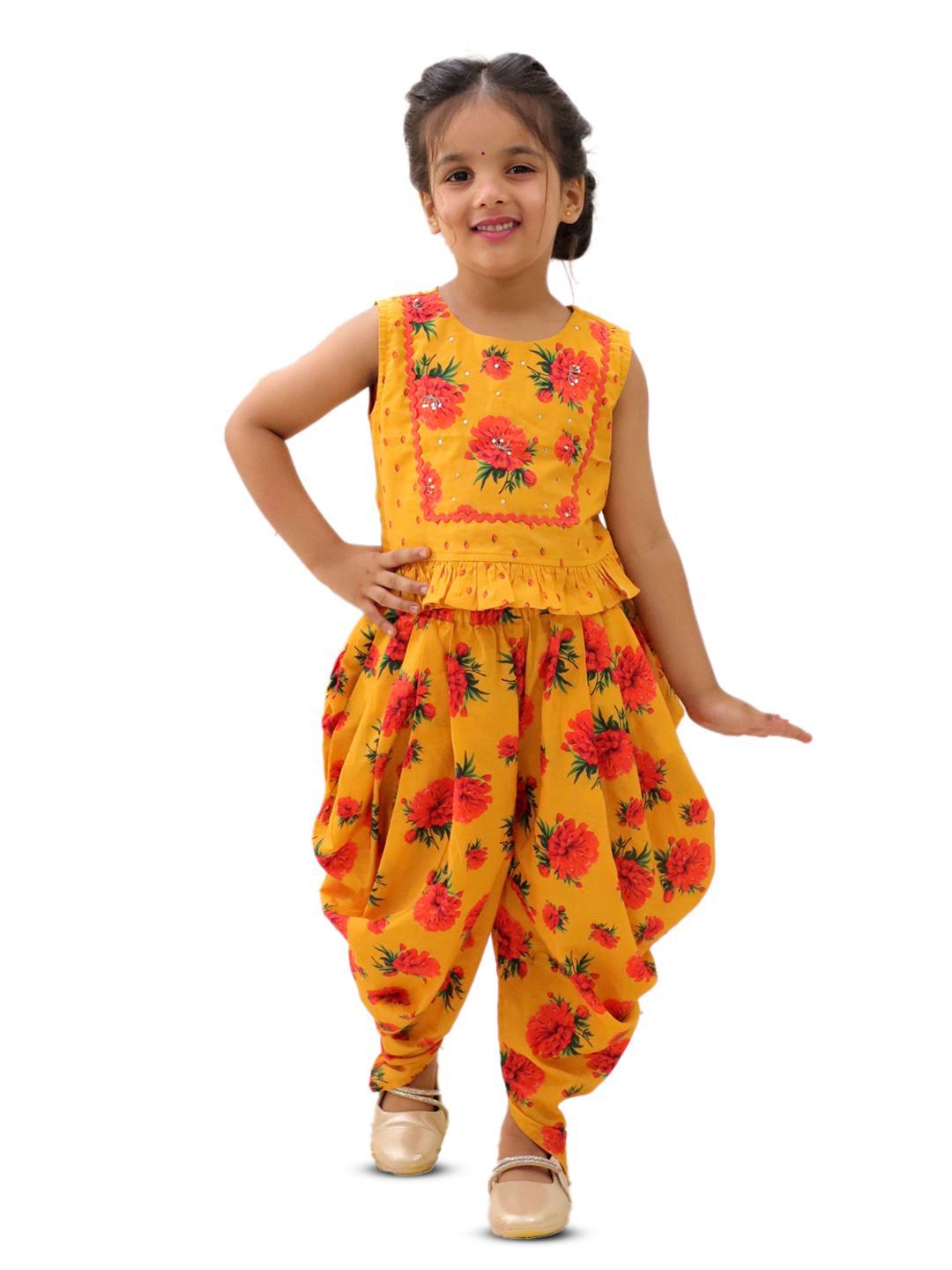 LIL DRAMA Girls Printed Sleeveless Top With Dhoti Pants-picture-12