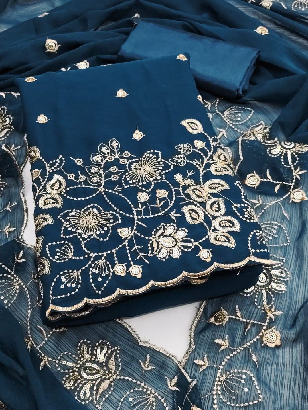 KALINI Women Poly Georgette Embroidered Dress Material-picture-18