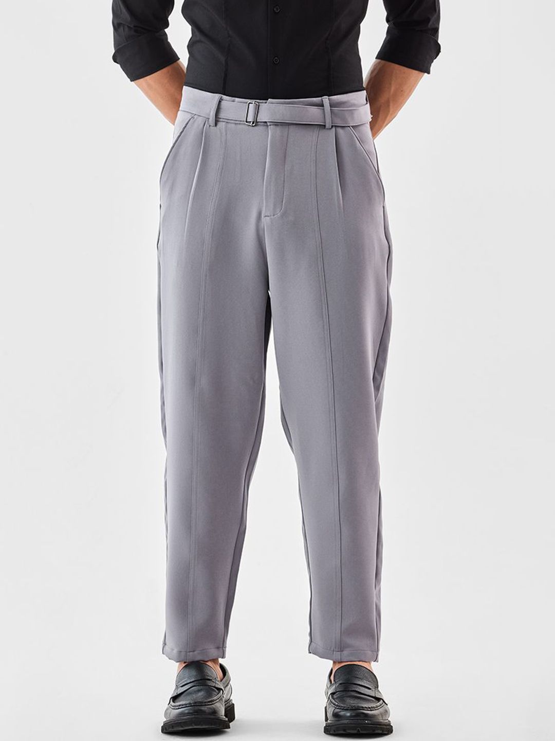 Snitch Men Regular Fit Mid-Rise Pleated Formal Trousers-picture-40