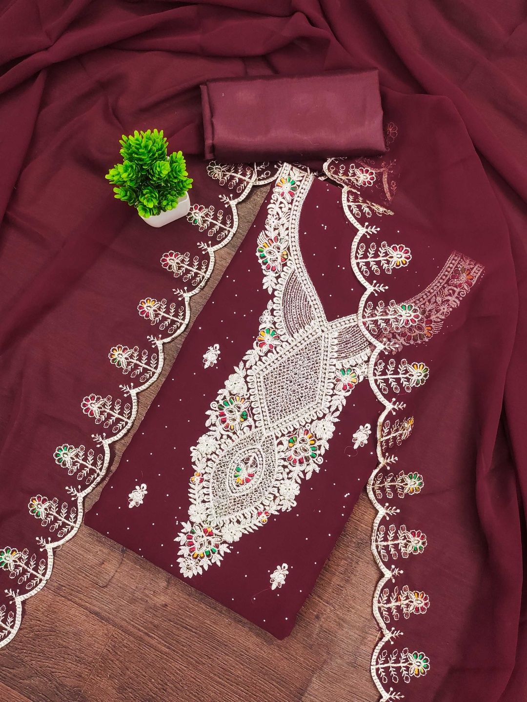 KALINI Women Poly Georgette Embroidered Dress Material-picture-27