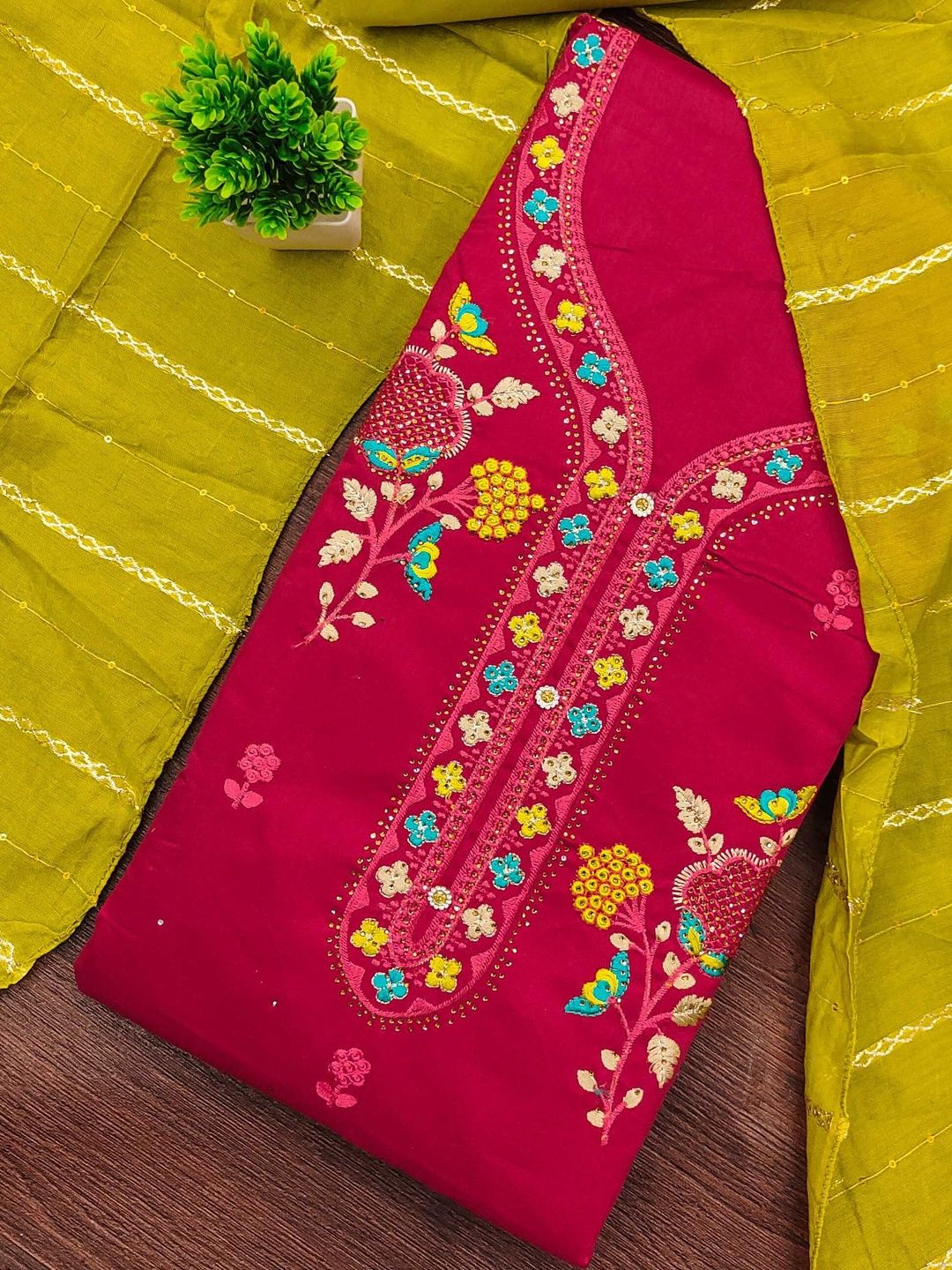 KALINI Women Cotton Blend Embroidered Dress Material-picture-15