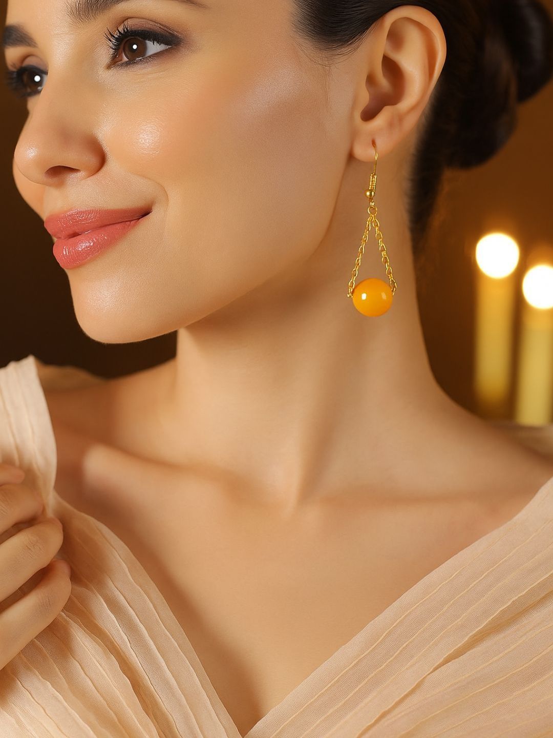 DressBerry Gold-Plated Brass Circular Drop Earrings-image-12