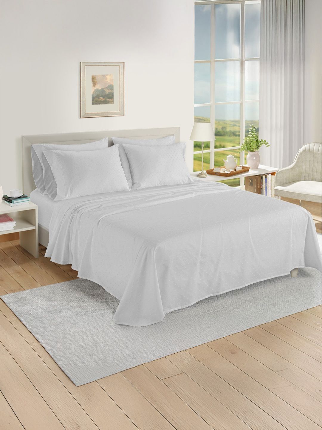 LANE LINEN White 5 Pieces Pure Egyptian Cotton King Size Bed Covers-picture-23