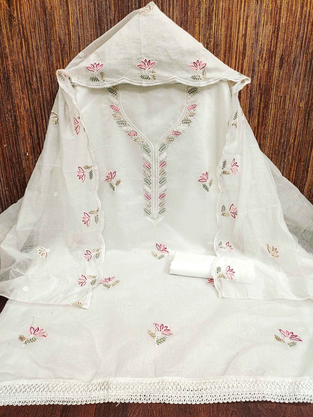 KALINI Women Cotton Blend Embellished Dress Material-image-21