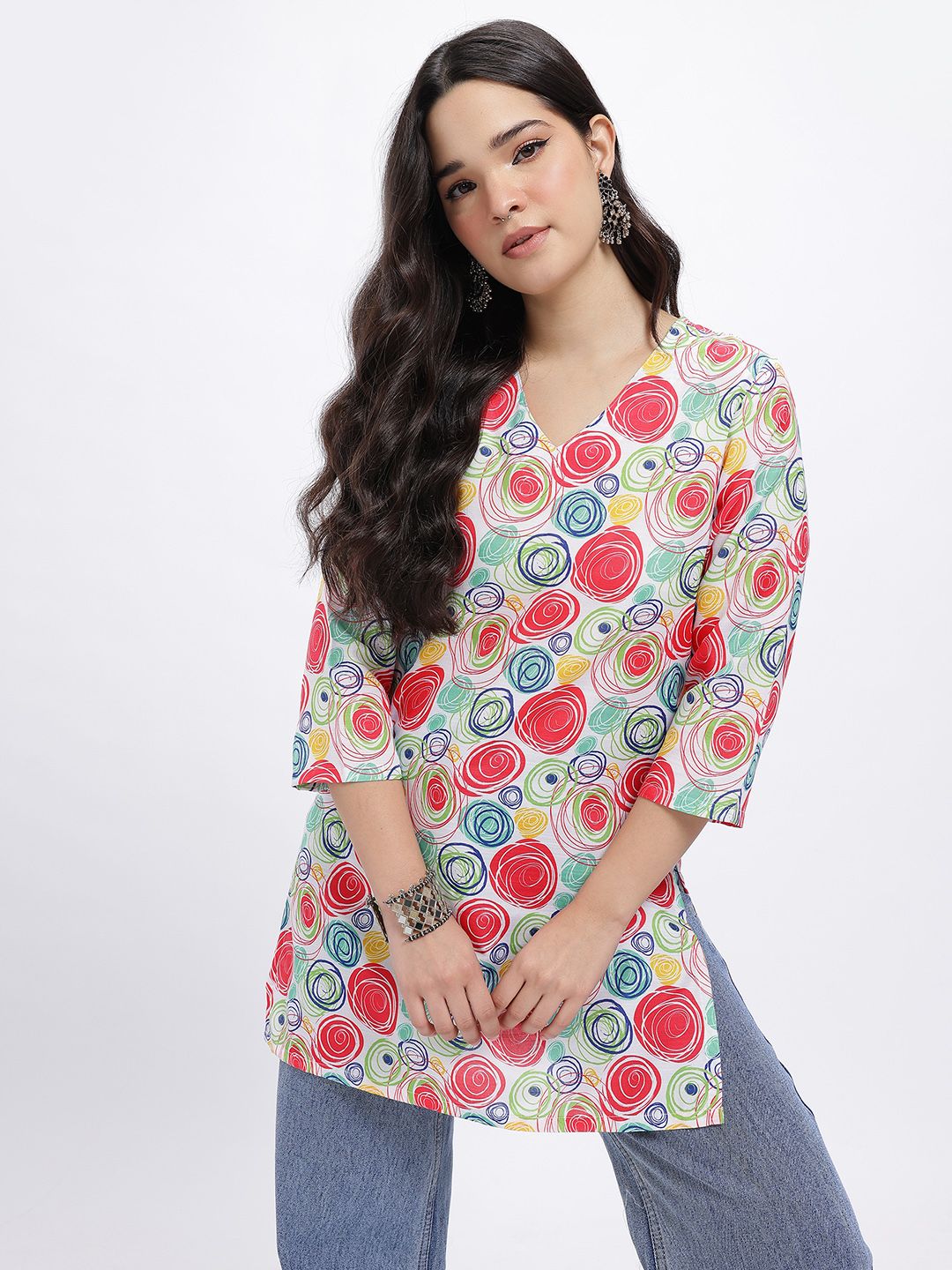 Anouk Rustic Printed V-Neck Printed Kurti-picture-25