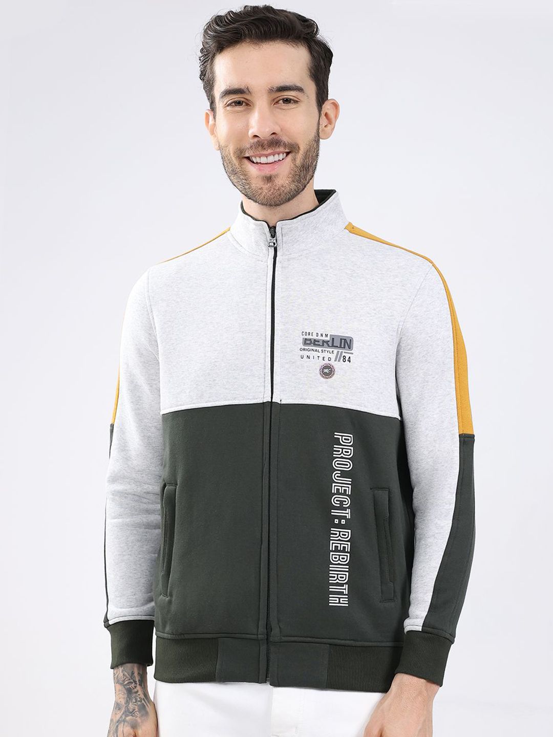 Monte Carlo Men Colourblocked Mock Collar Sweatshirt-image-17