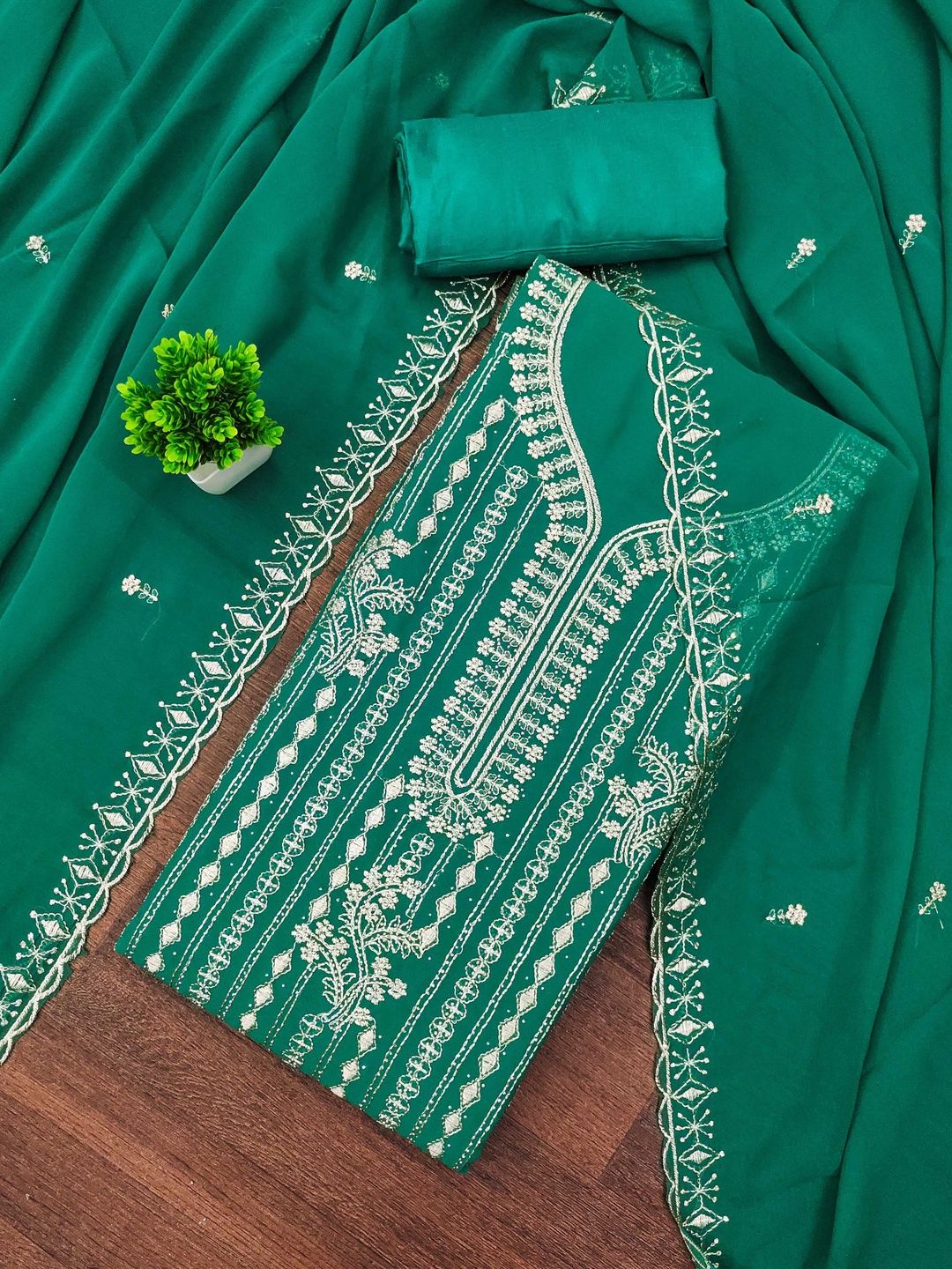 KALINI Women Poly Georgette Embroidered Dress Material-picture-30