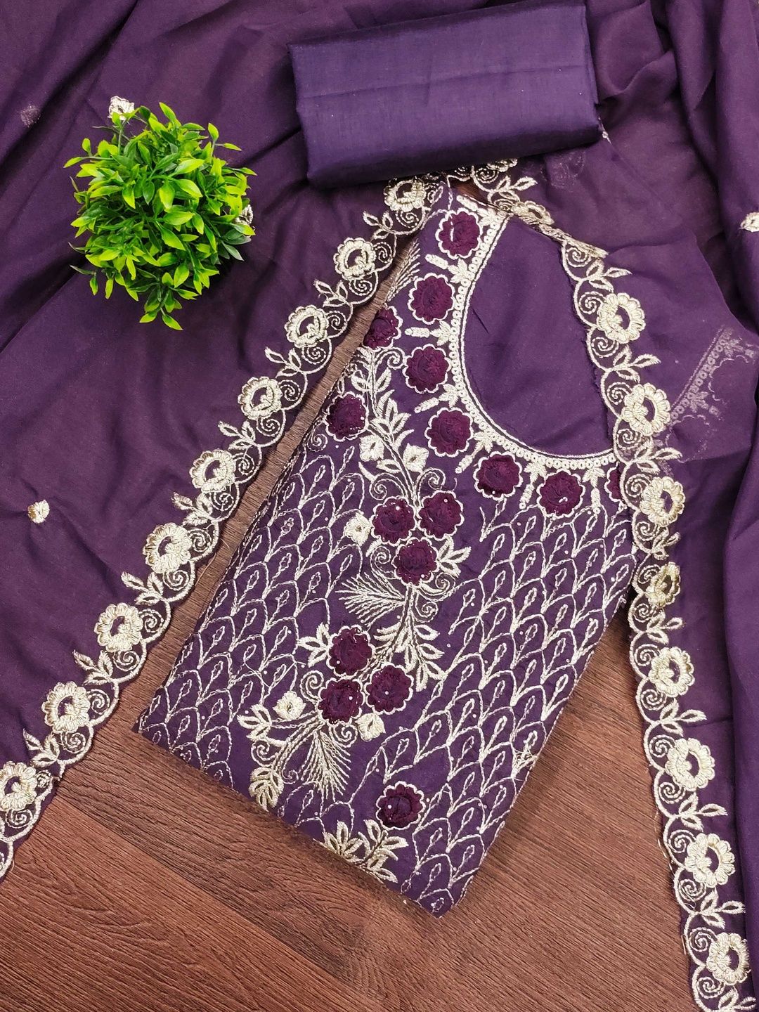 KALINI Women Poly Georgette Embroidered Dress Material-picture-34