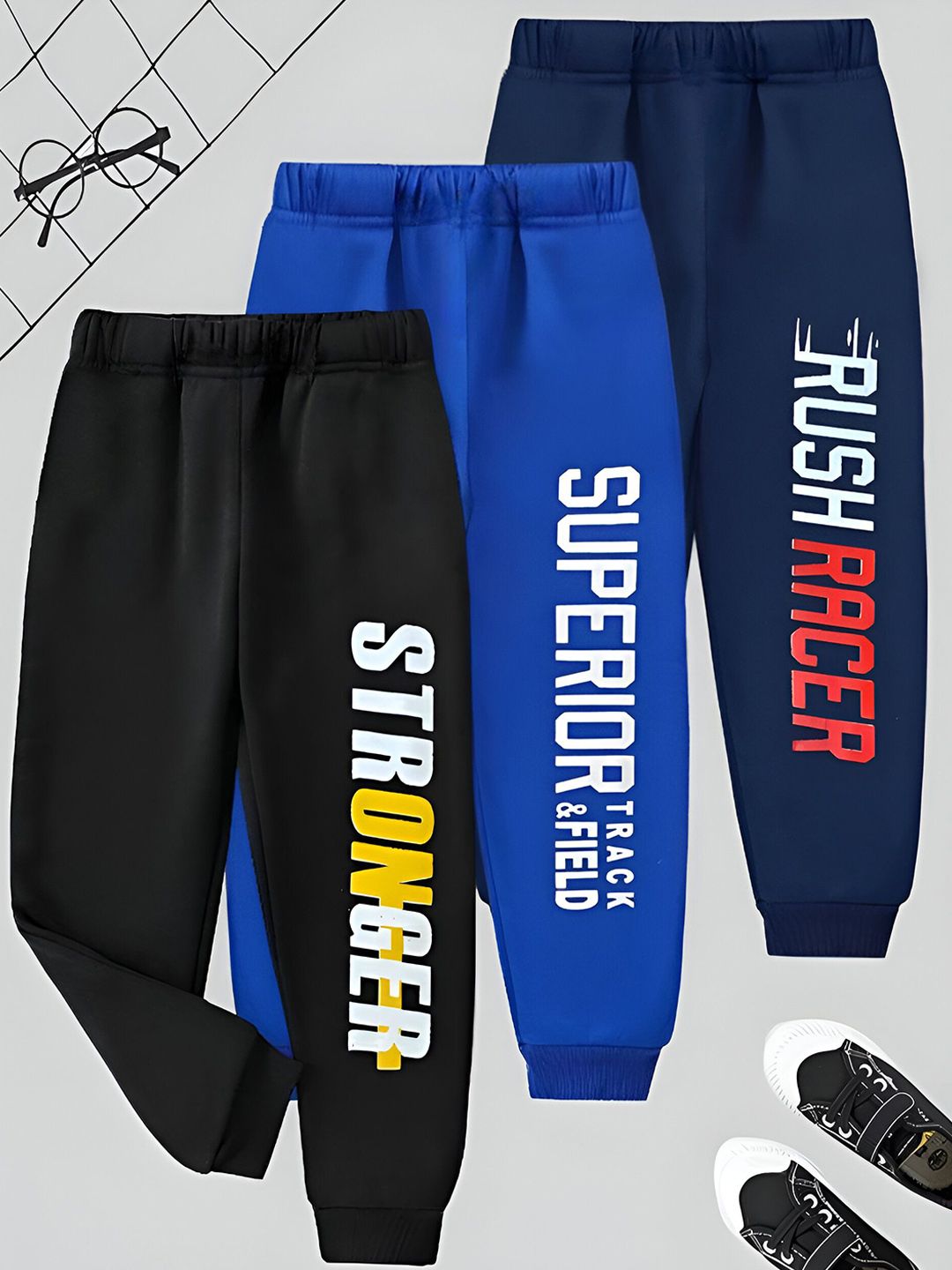Googo Gaaga Boys Pack Of 3 Typographic Printed Joggers-picture-42