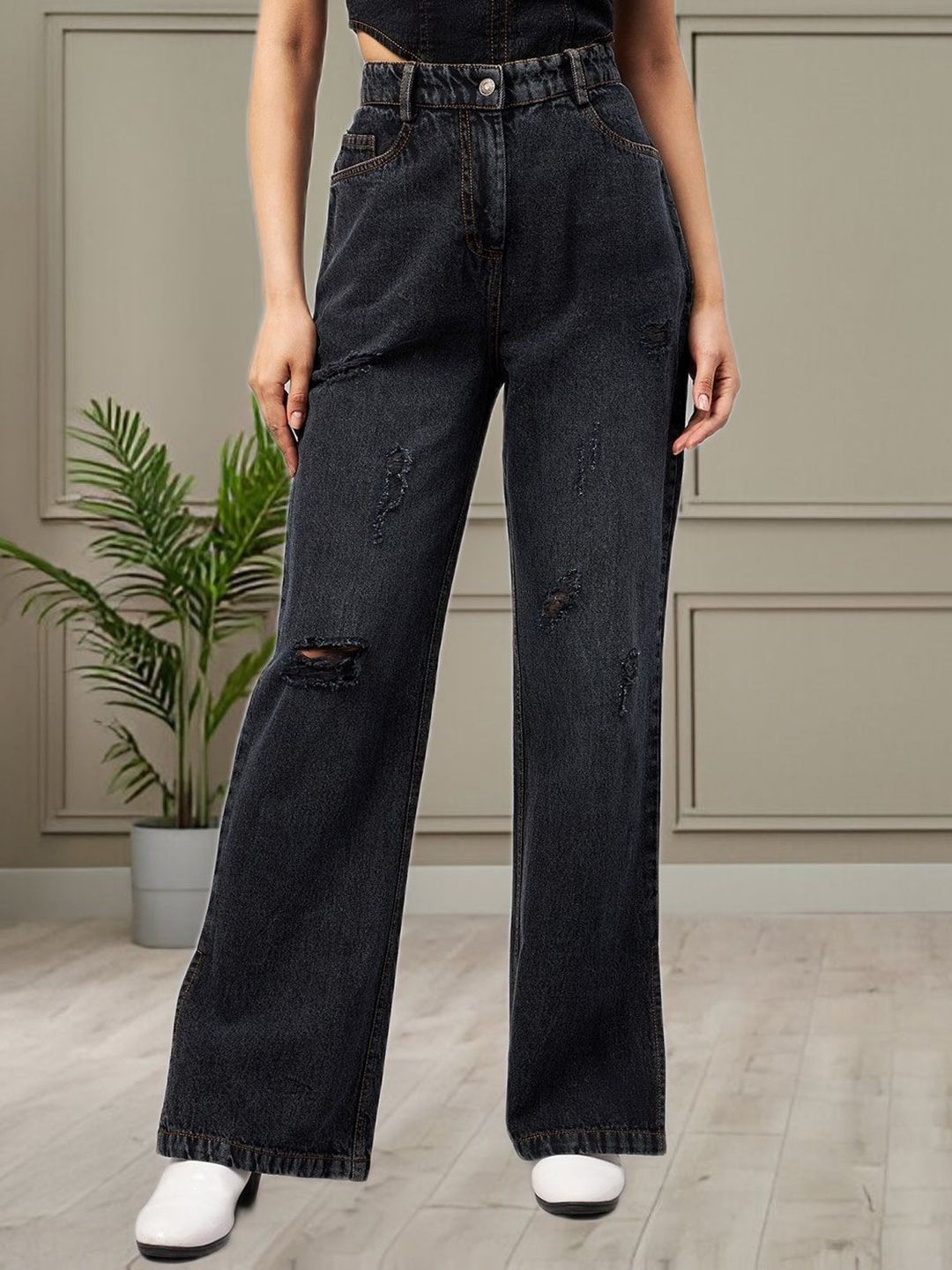 R.Code by The Roadster Life Co. Women Flared High-Rise Slash Knee Jeans-picture-32