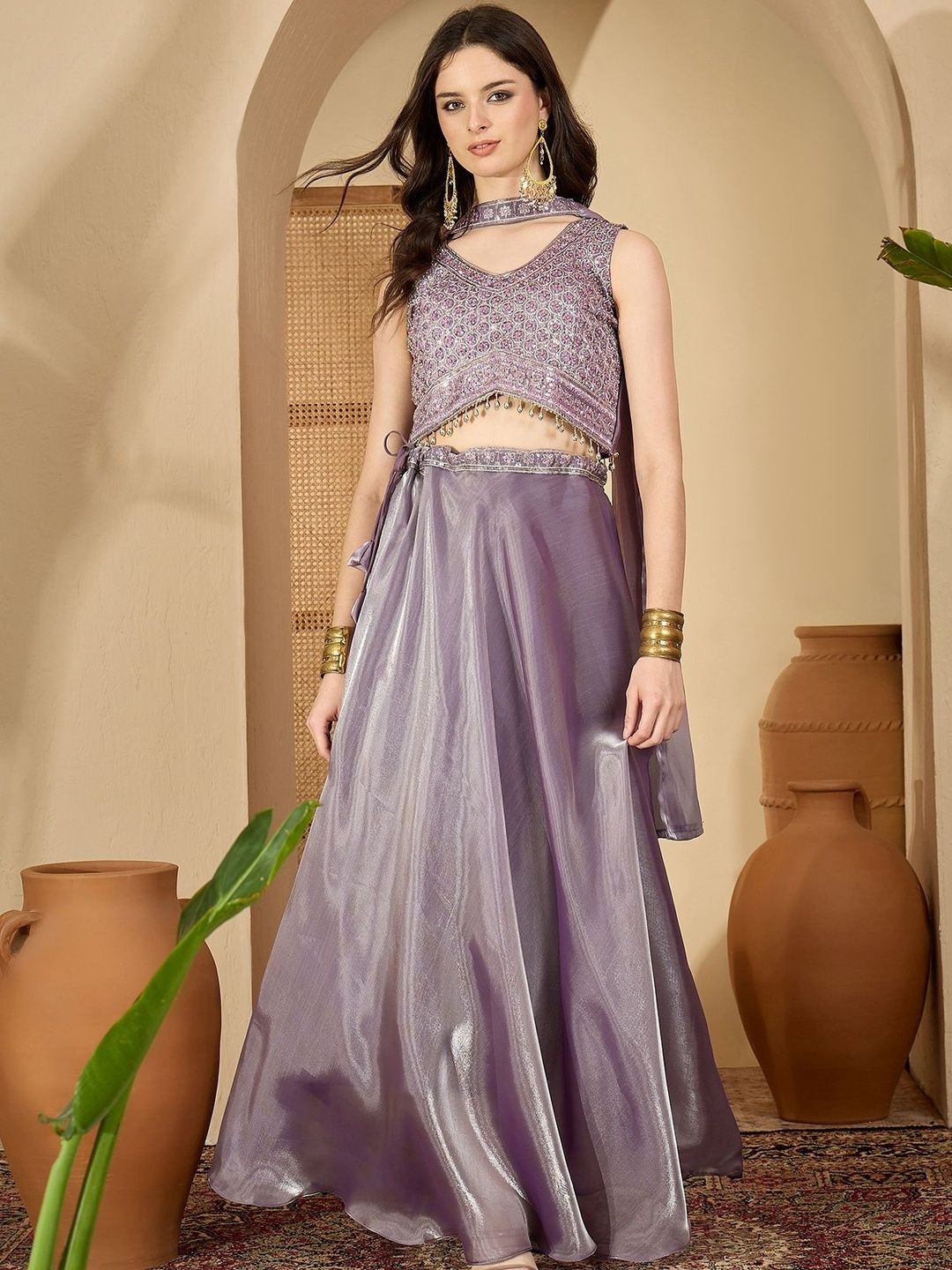 Sangria Embroidered Ready to Wear Lehenga & Blouse With Dupatta-picture-20