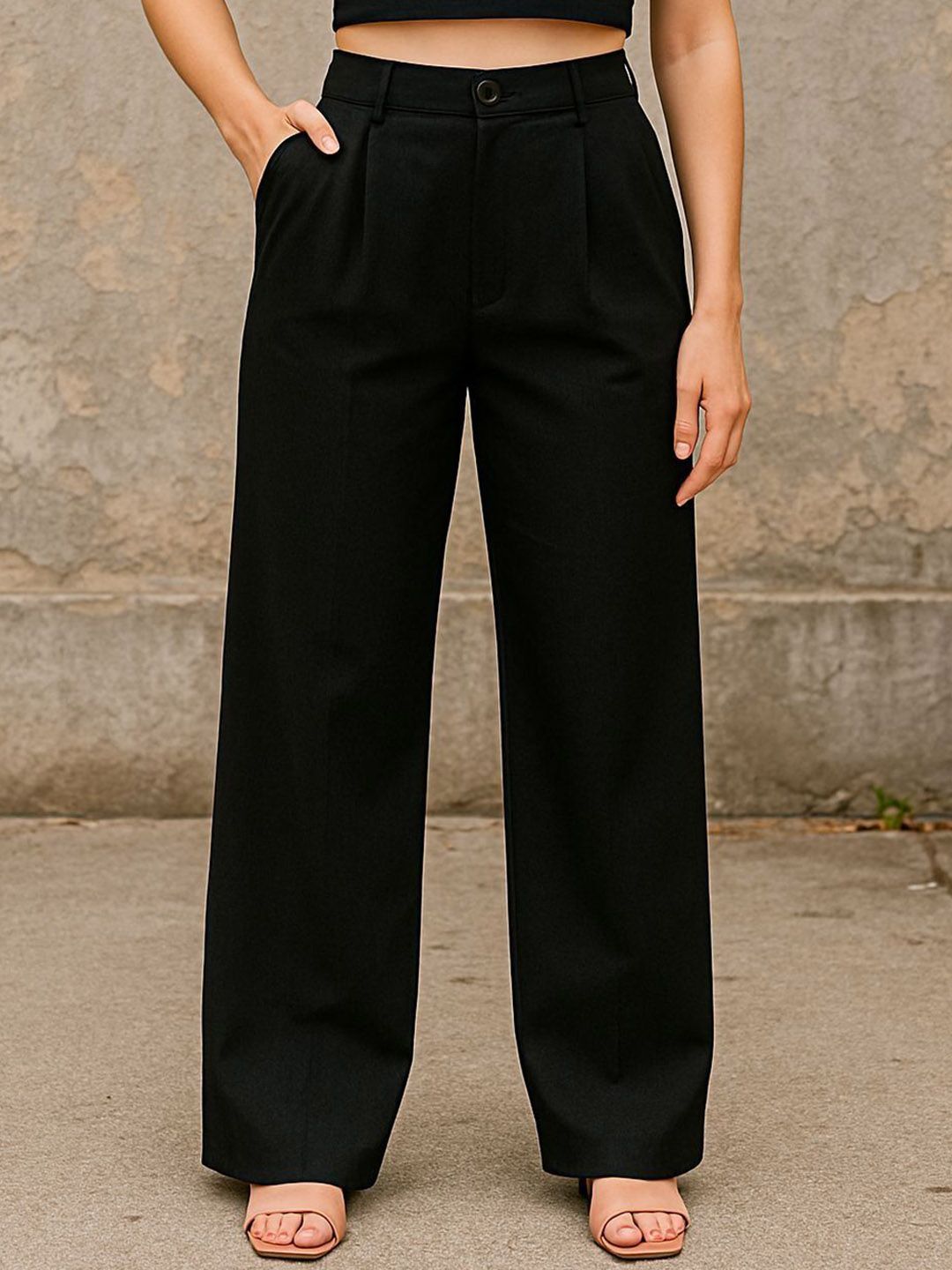 Next One Women Smart High-Rise Easy Wash Pleated Trousers-picture-15
