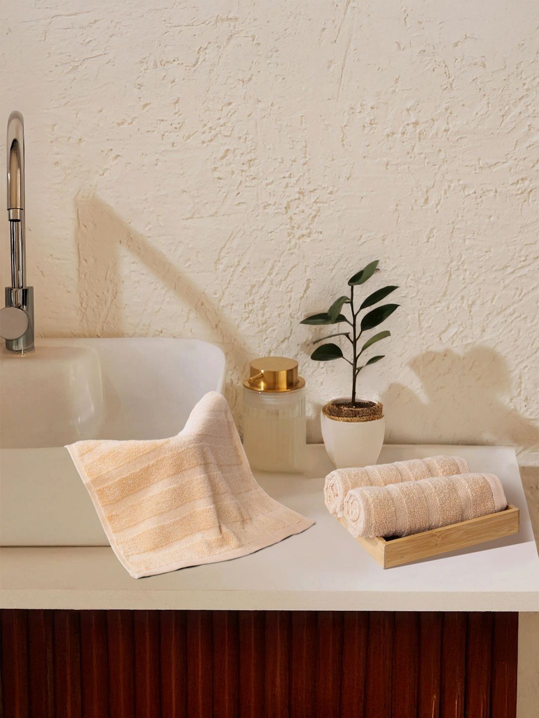 MYTRIDENT 3Pcs Green Pure Cotton 400-GSM Soft Lightweight Quick Dry Face Towels-image-32