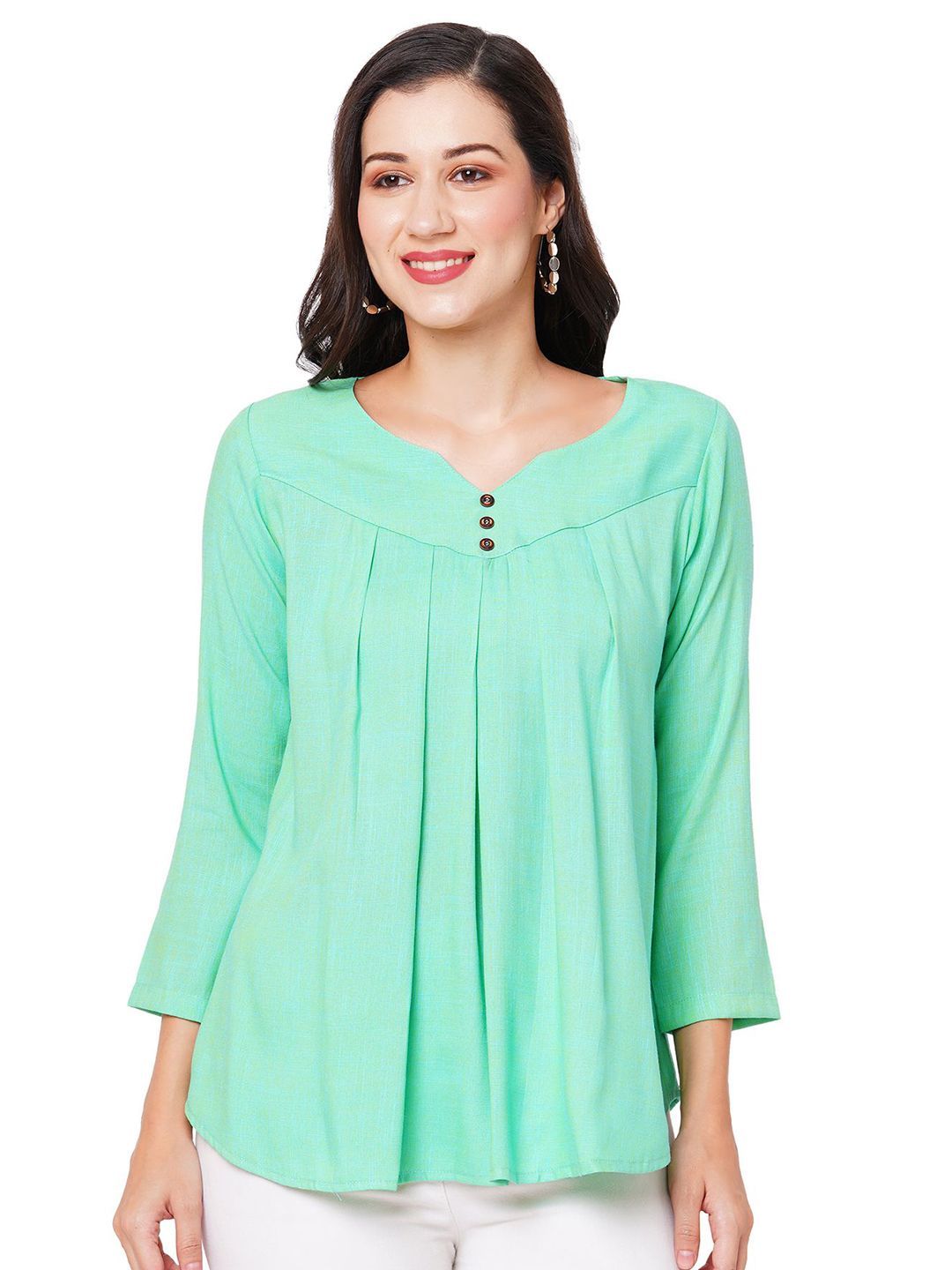 G0-4 IT Women V-Neck Gathered or Pleated Longline Top-picture-33