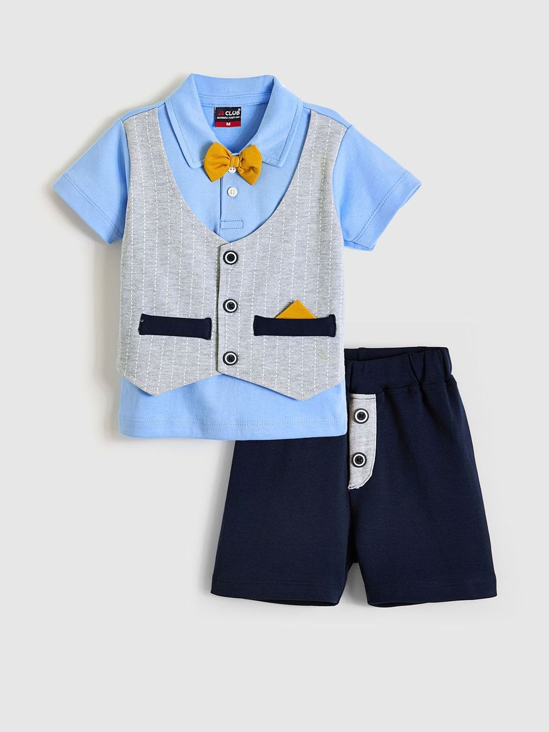 Hopscotch Boys 2-Pc Mock Vest Cotton Shorts Set-picture-19