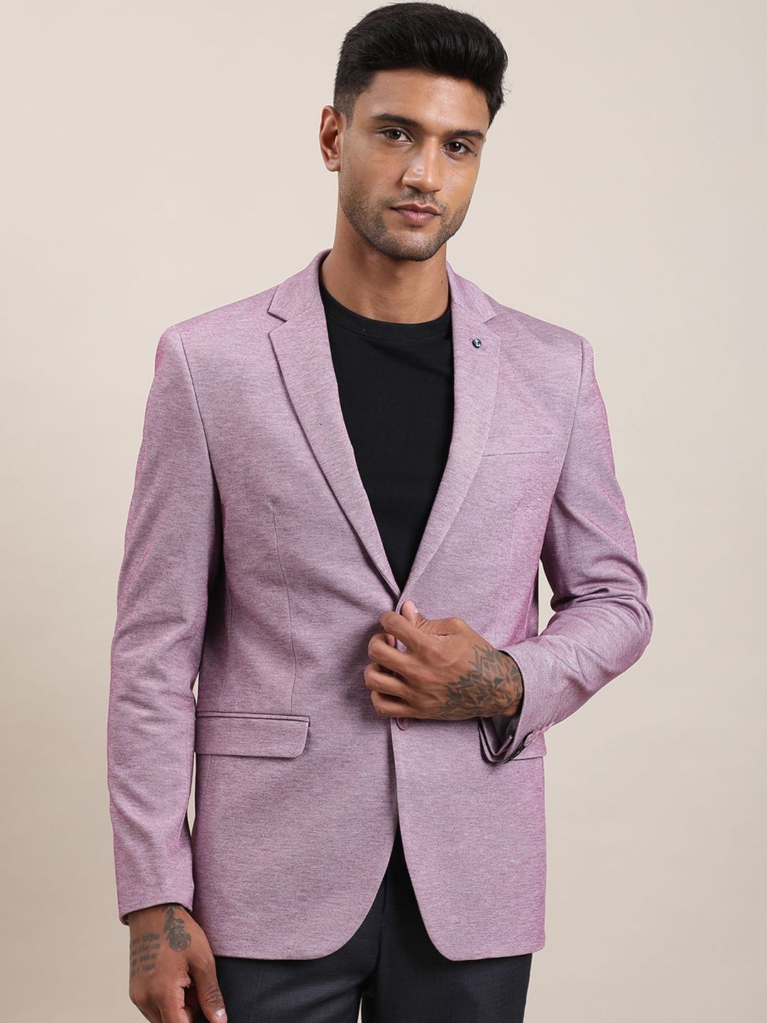 Turtle Self Design Tailored Fit Single-Breasted Long Sleeve Blazer-picture-25