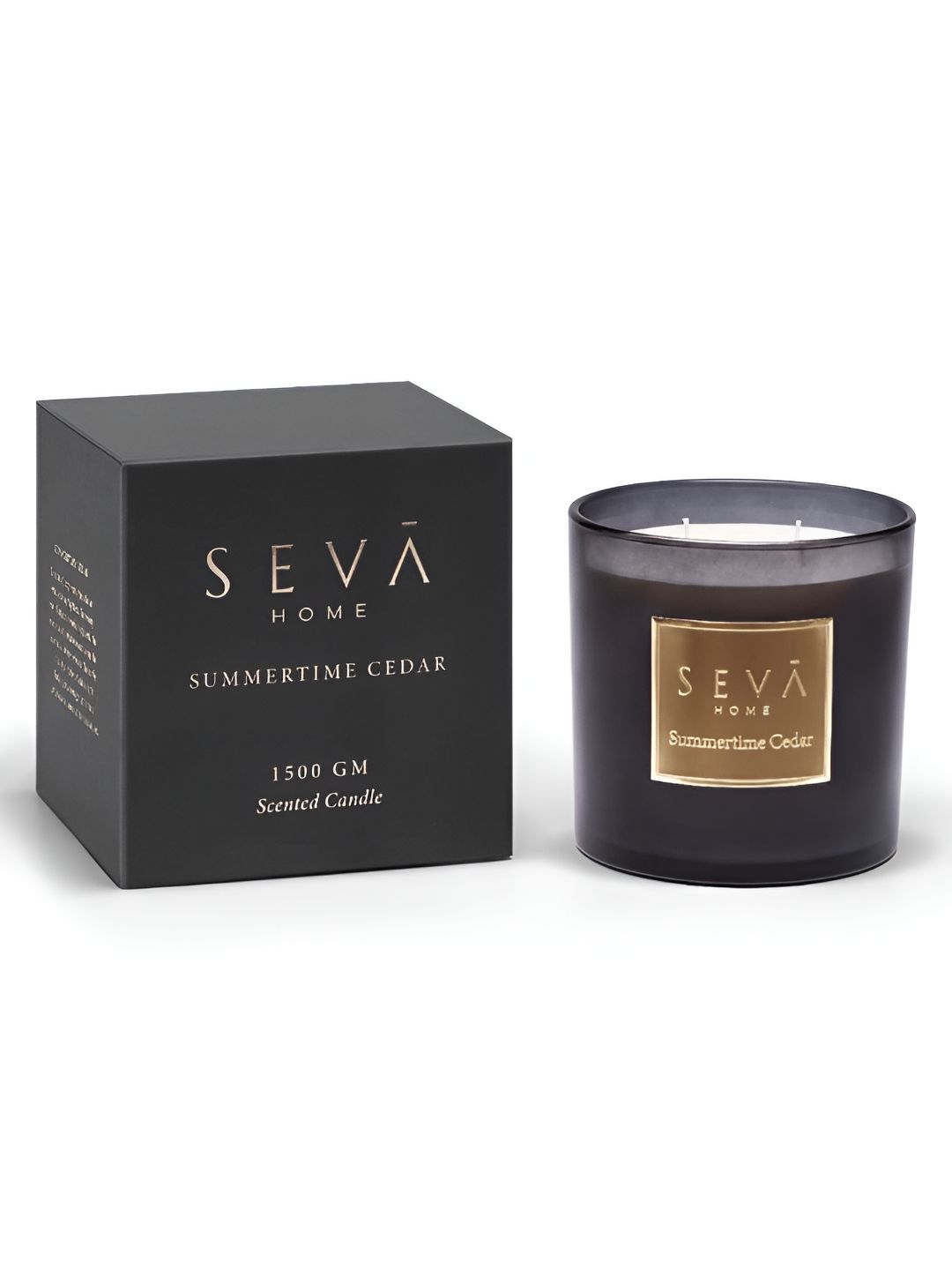 Seva Home Black & Gold-Toned Signature Summertime Cedar Natural Soy Wax Scented Jar Candle-picture-24